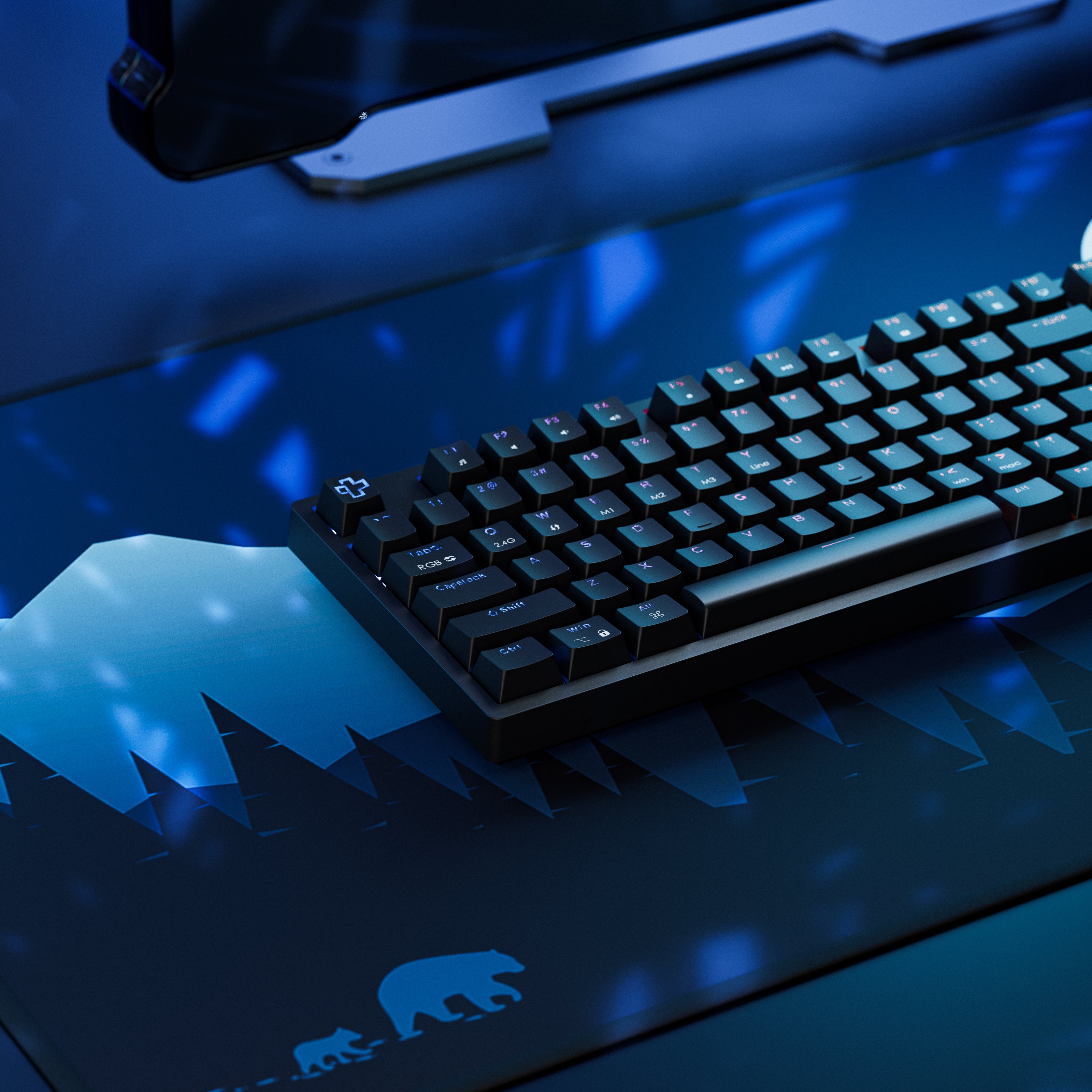 QwertyKey H100 Fekete Bluetooth Vezeték Nélküli Hotswap RGB Mechanikus Játékbillentyűzet
