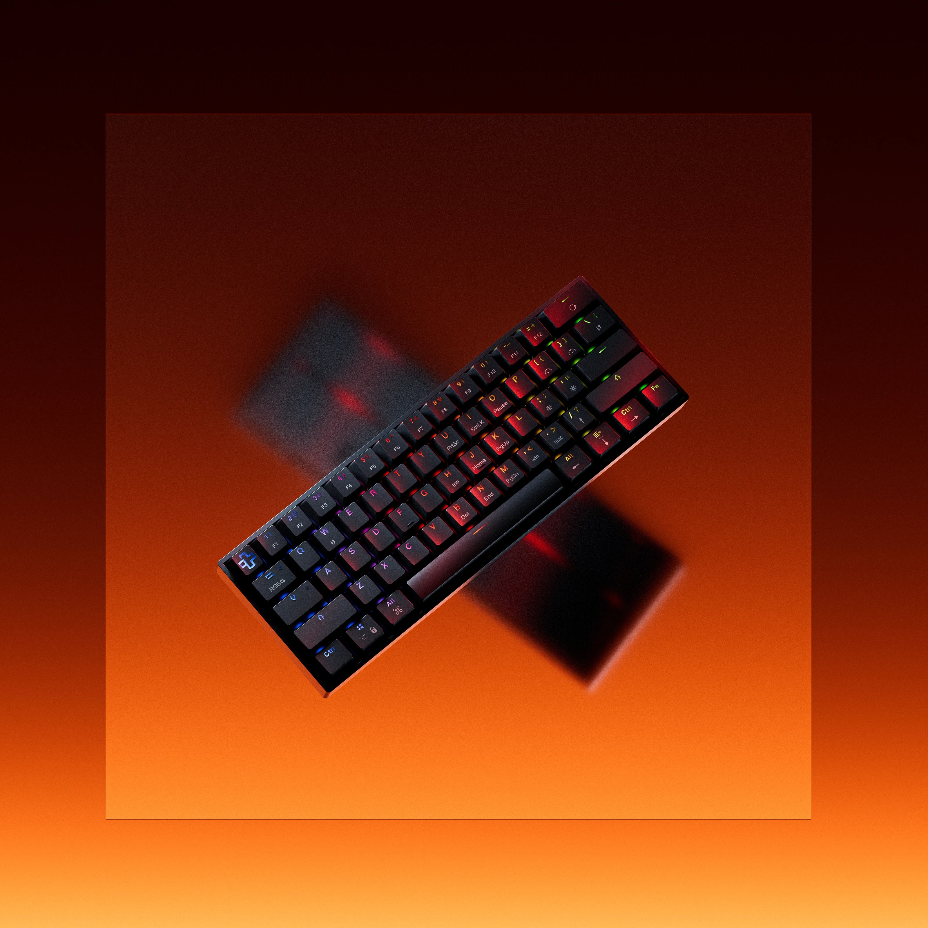 QwertyKey H61 Split Fekete Hotswap RGB Mechanikus Gaming Billentyűzet