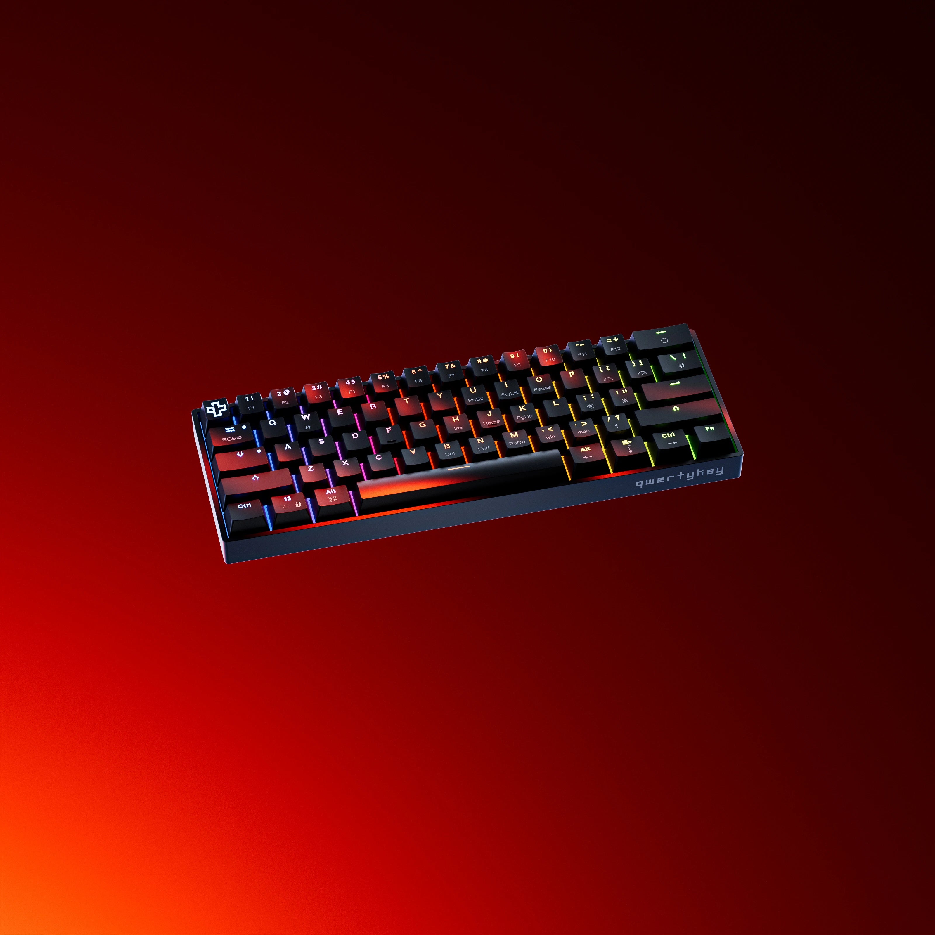 QwertyKey H61 Split Fekete Hotswap RGB Mechanikus Gaming Billentyűzet