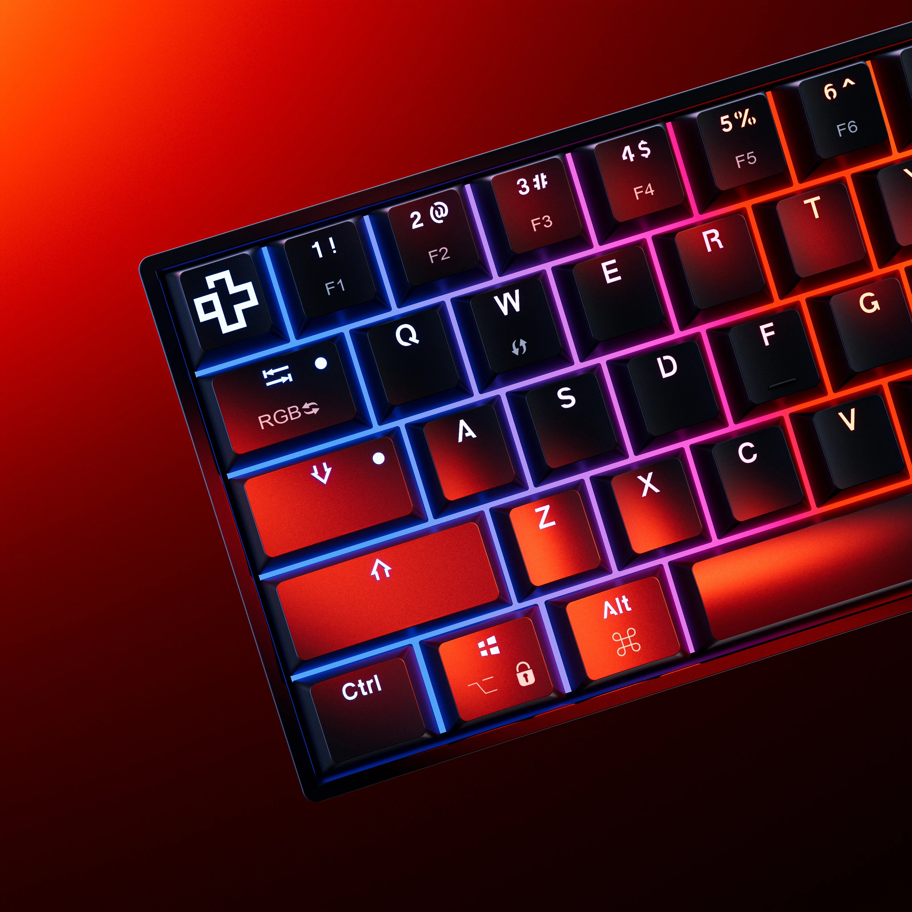 QwertyKey H61 Split Fekete Hotswap RGB Mechanikus Gaming Billentyűzet