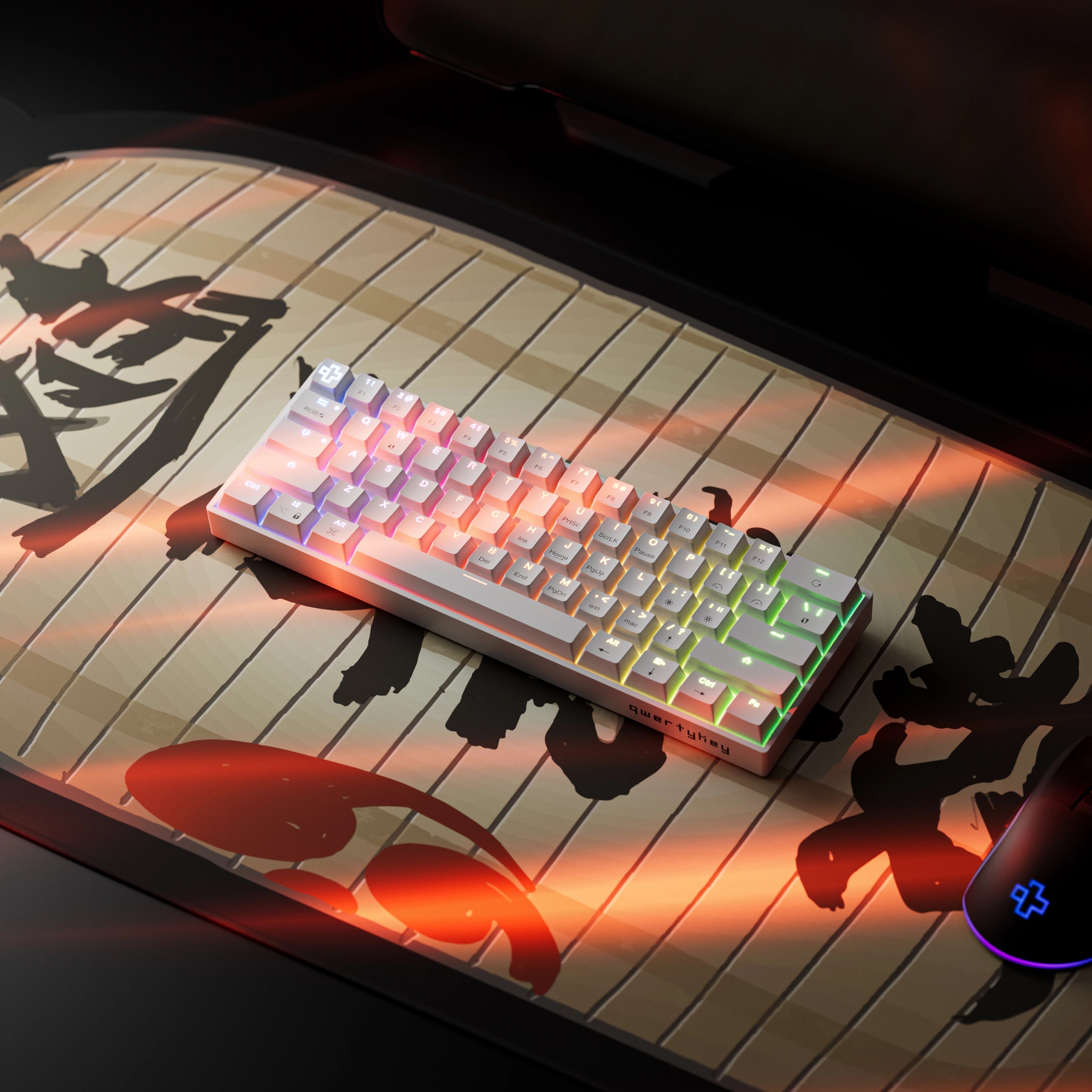 QwertyKey H61 Split Alba Hotswap RGB Mechanikus Játékbillentyűzet