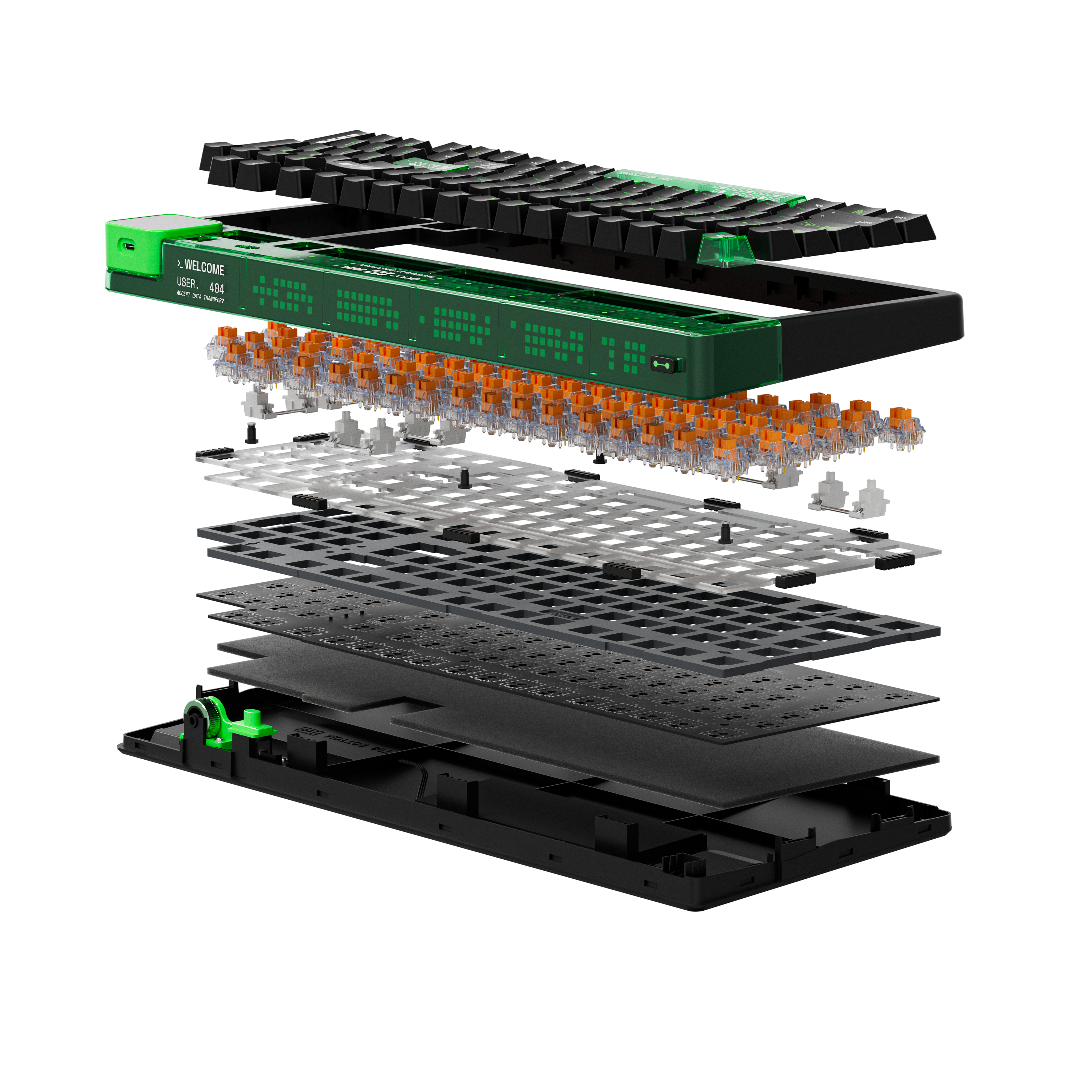 QwertyKey100 Matrix Hotswap RGB Ecran Pixel Bluetooth Gasket Mount Mechanikus Gaming Billentyűzet