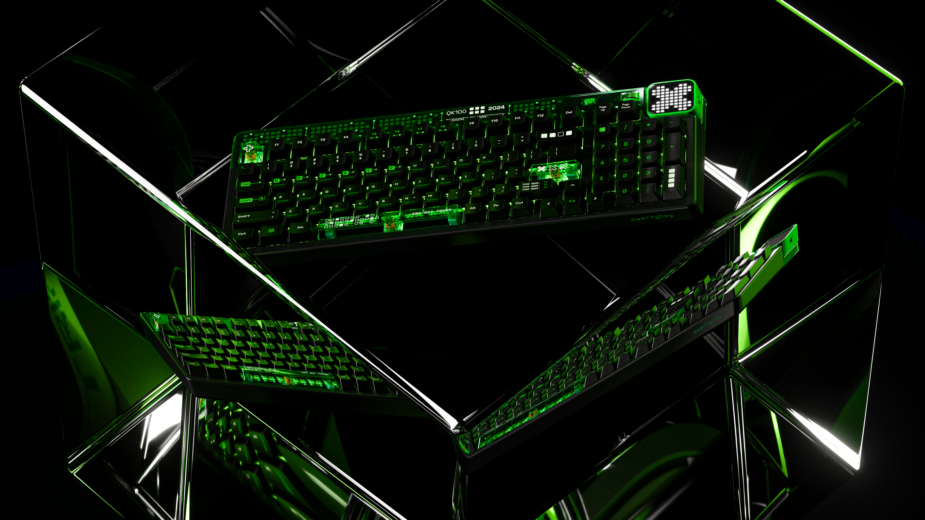 QwertyKey100 Matrix Hotswap RGB Ecran Pixel Bluetooth Gasket Mount Mechanikus Gaming Billentyűzet