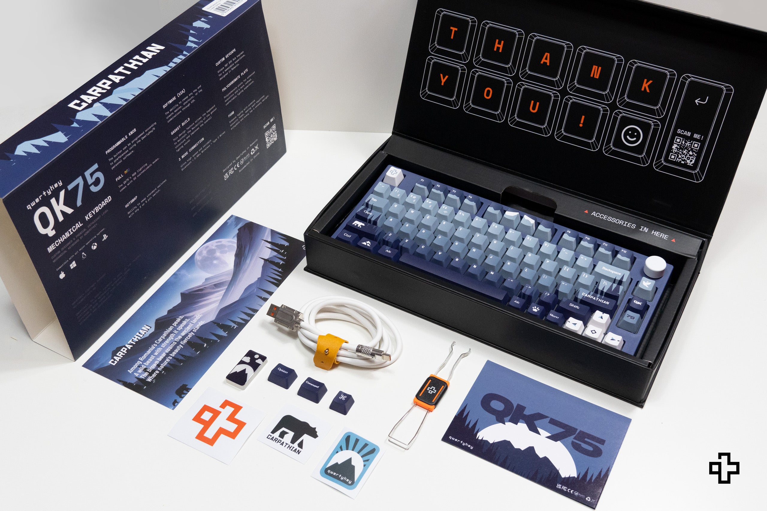 QwertyKey75 Kárpátaljai Bluetooth Vezeték nélküli Hotswap RGB VIA/QMK Gasket Rögzített Mechanikus Játékbillentyűzet
