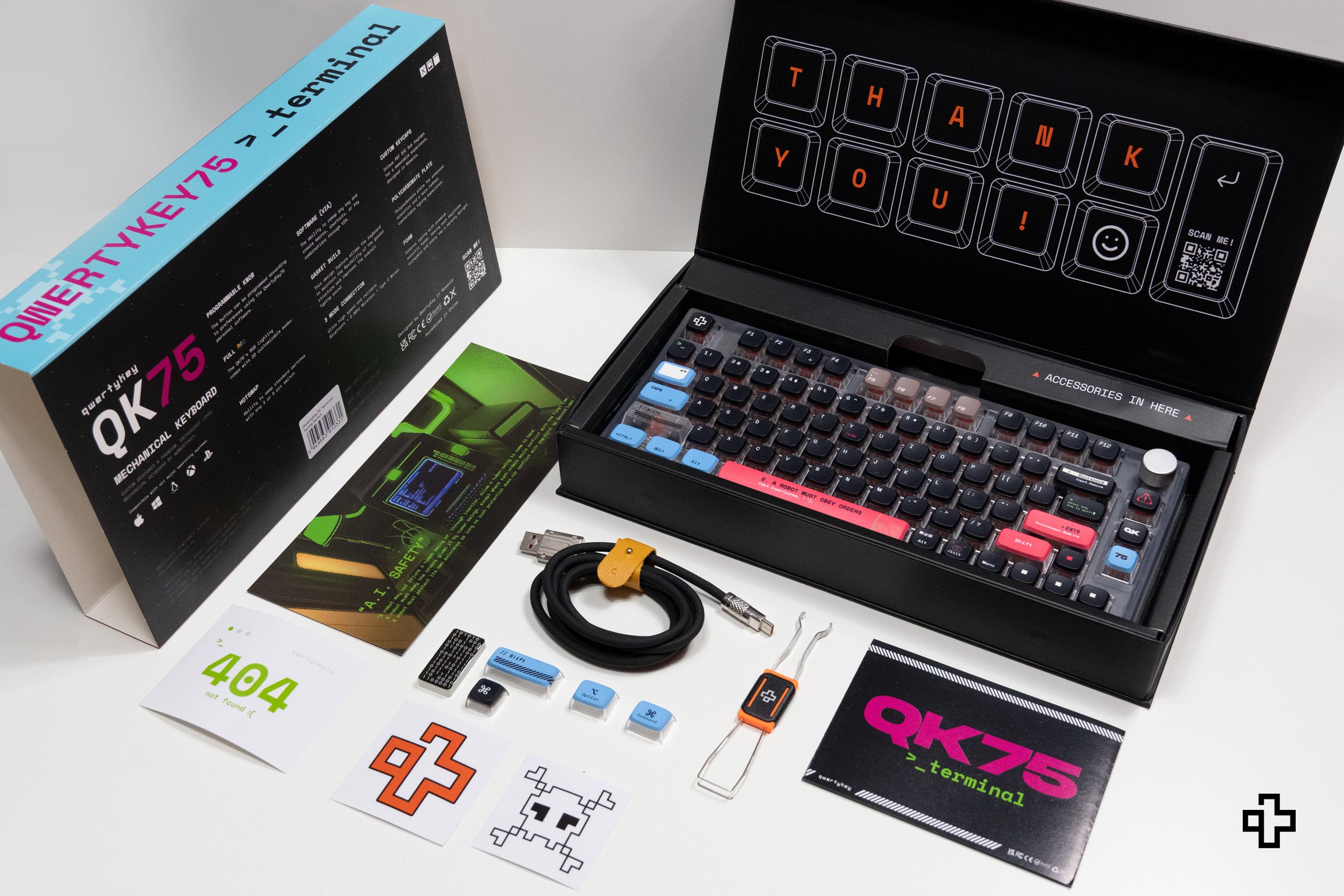 QwertyKey75 Terminál Bluetooth Vezeték nélküli Hotswap RGB VIA/QMK Gasket Rögzített Mechanikus Játékbillentyűzet