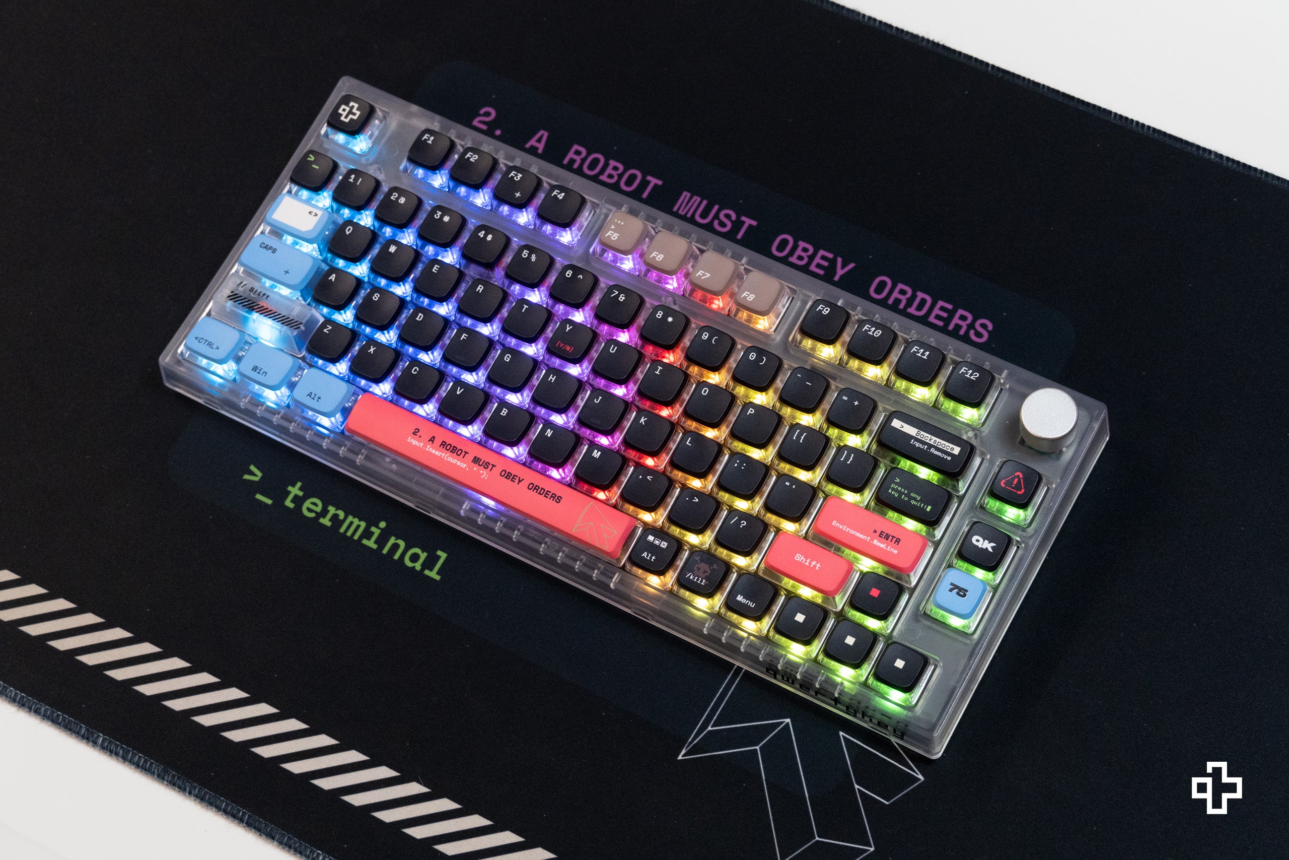 QwertyKey75 Terminál Bluetooth Vezeték nélküli Hotswap RGB VIA/QMK Gasket Rögzített Mechanikus Játékbillentyűzet