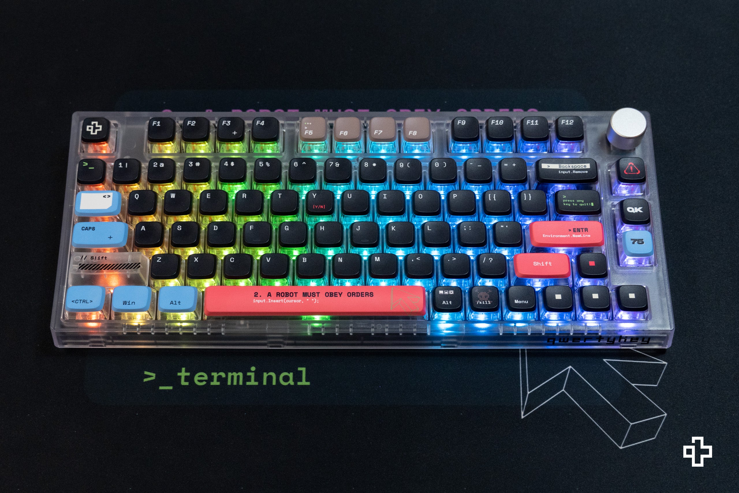 QwertyKey75 Terminál Bluetooth Vezeték nélküli Hotswap RGB VIA/QMK Gasket Rögzített Mechanikus Játékbillentyűzet