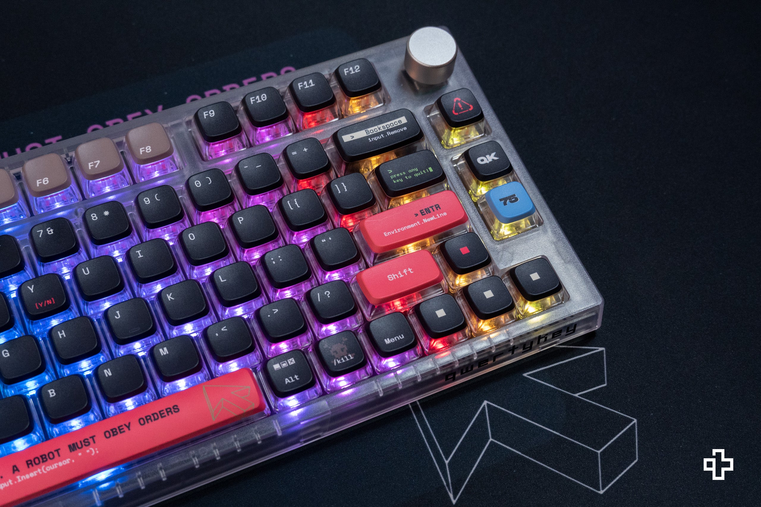 QwertyKey75 Terminál Bluetooth Vezeték nélküli Hotswap RGB VIA/QMK Gasket Rögzített Mechanikus Játékbillentyűzet
