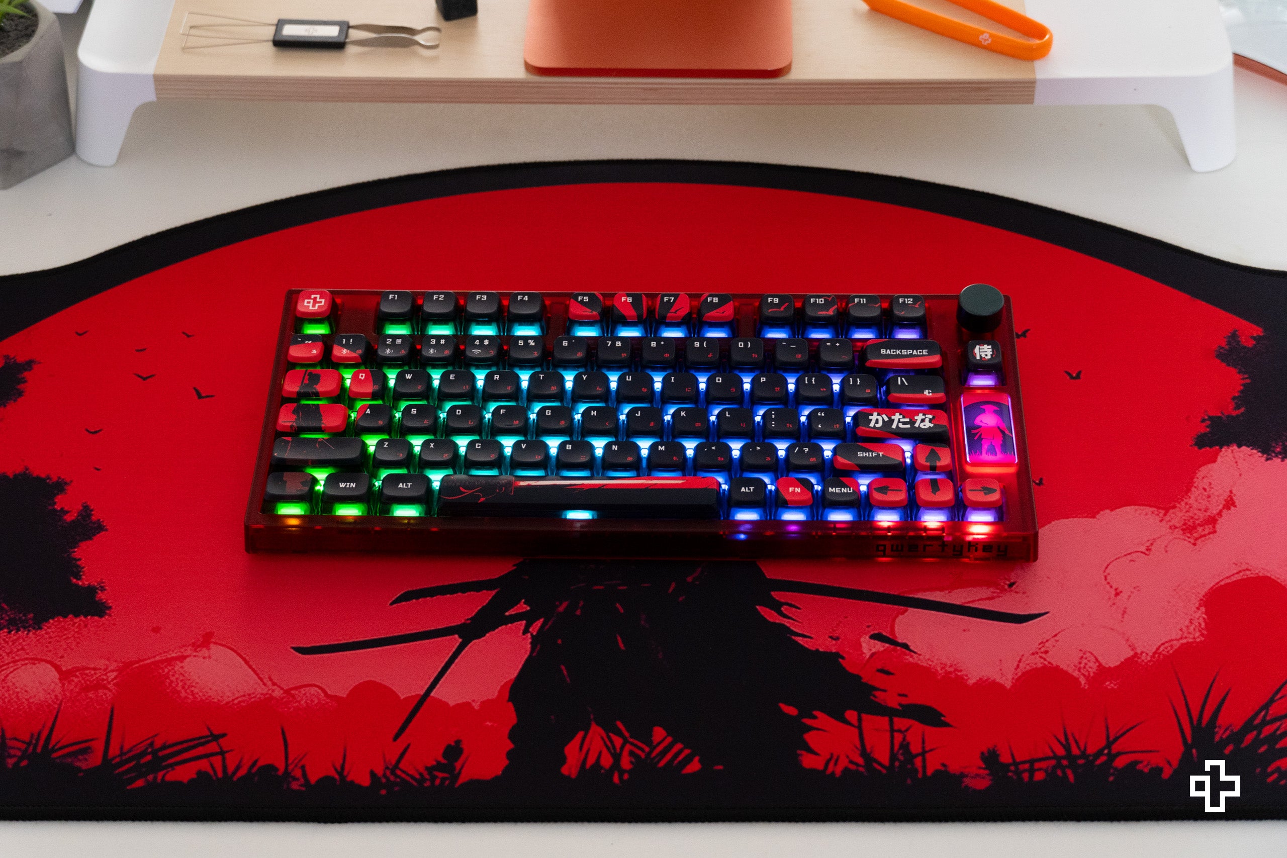 QwertyKey75 Samurai Bluetooth Vezeték nélküli Hotswap RGB VIA/QMK Gasket Rögzített Mechanikus Játékbillentyűzet