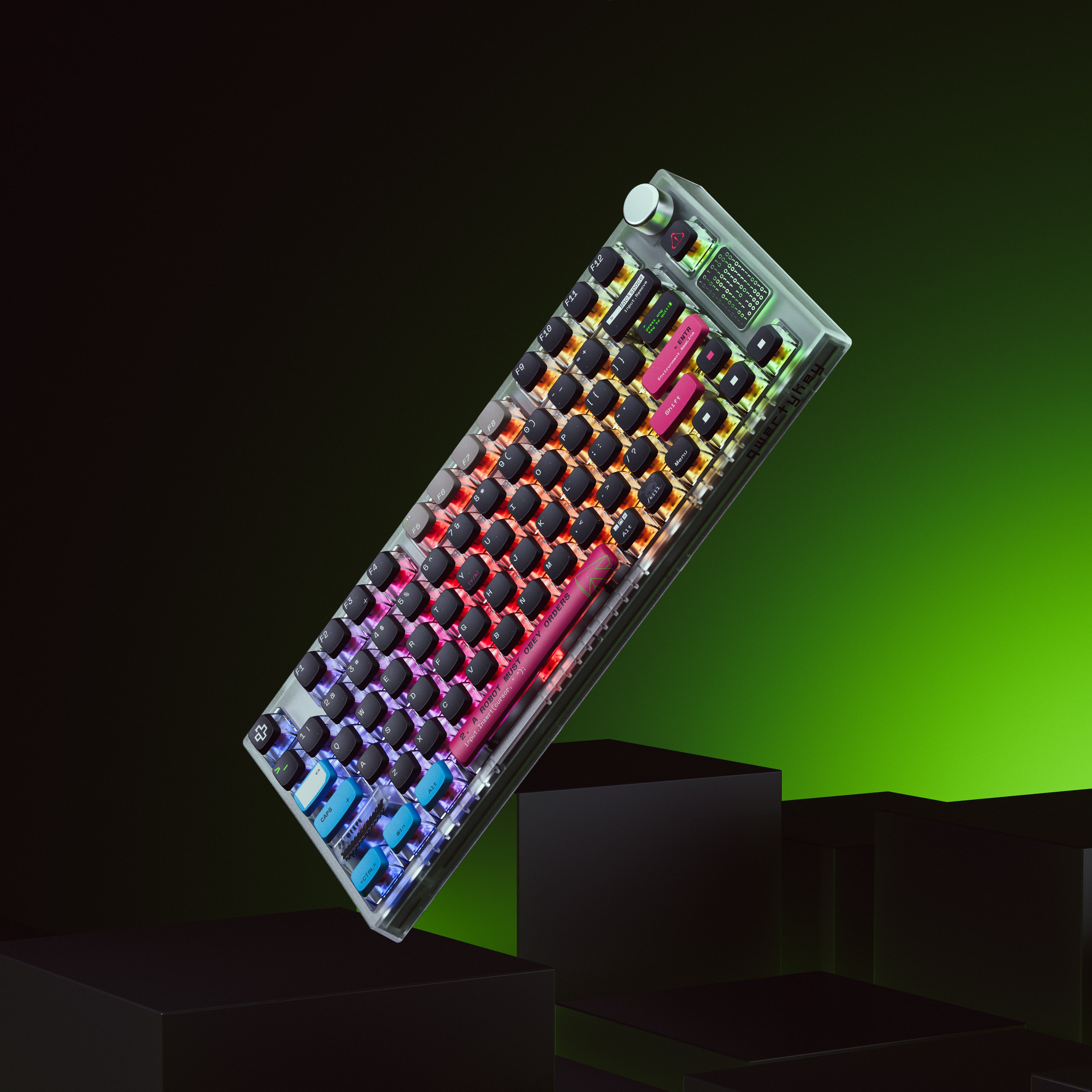 QwertyKey75 Terminál Bluetooth Vezeték nélküli Hotswap RGB VIA/QMK Gasket Rögzített Mechanikus Játékbillentyűzet