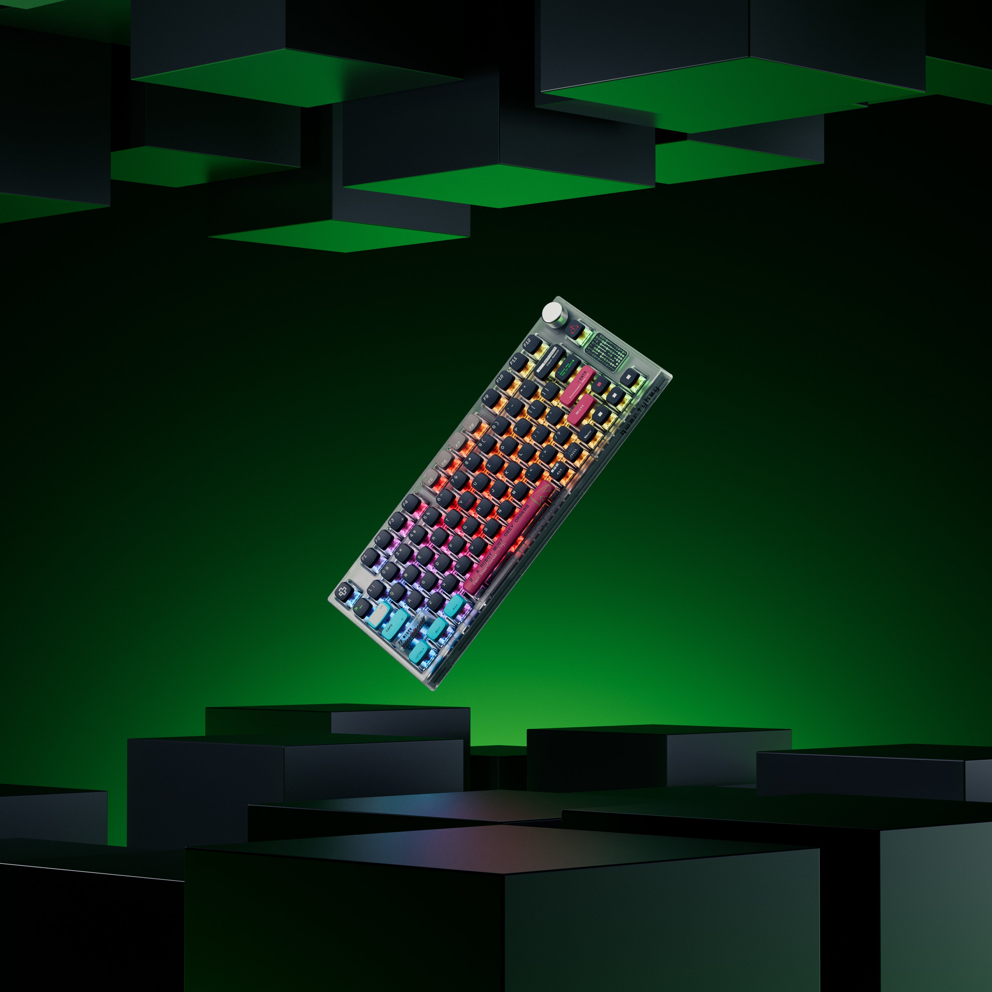 QwertyKey75 Terminál Bluetooth Vezeték nélküli Hotswap RGB VIA/QMK Gasket Rögzített Mechanikus Játékbillentyűzet