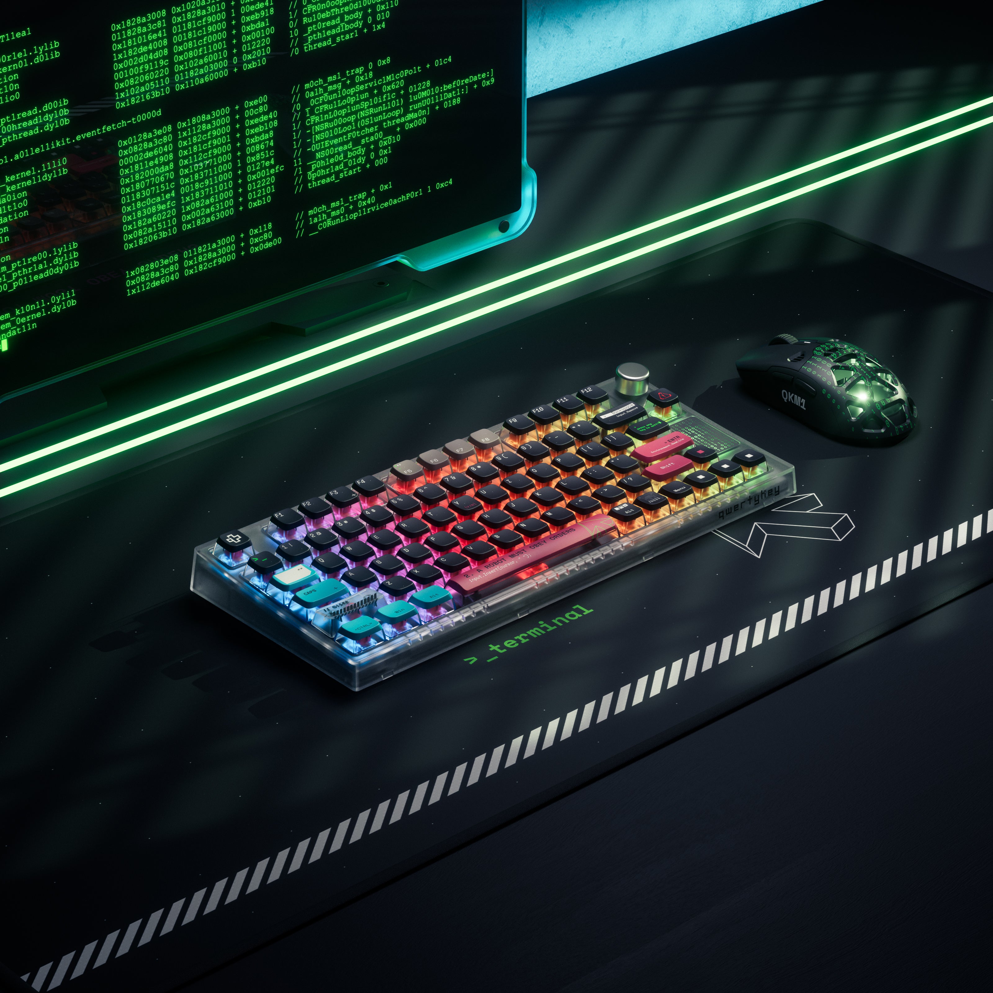 QwertyKey75 Terminál Bluetooth Vezeték nélküli Hotswap RGB VIA/QMK Gasket Rögzített Mechanikus Játékbillentyűzet