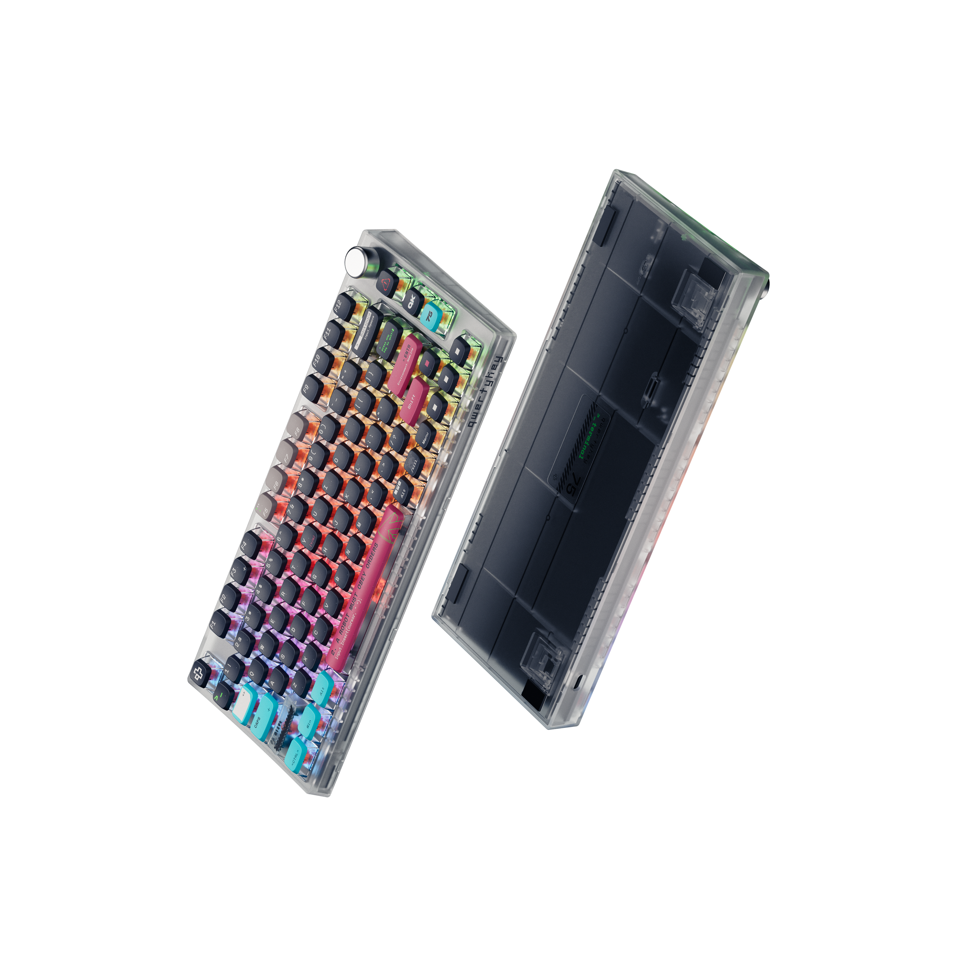 QwertyKey75 Terminál Bluetooth Vezeték nélküli Hotswap RGB VIA/QMK Gasket Rögzített Mechanikus Játékbillentyűzet