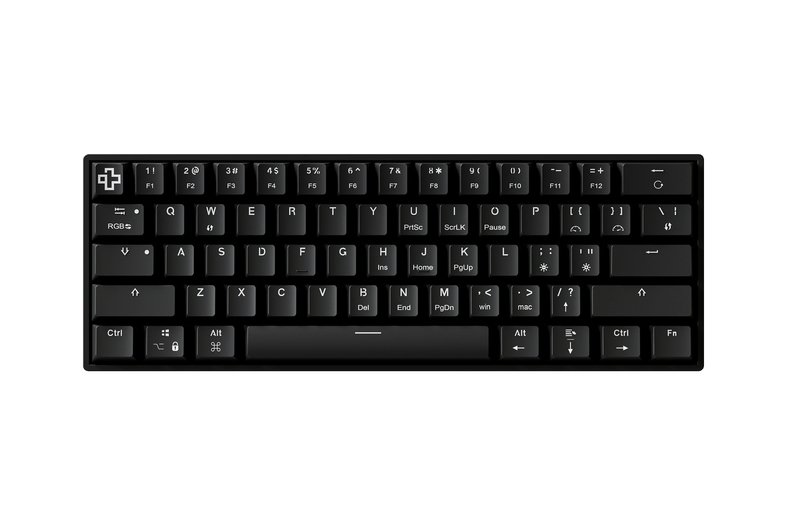QwertyKey H61 Split Fekete Hotswap RGB Mechanikus Gaming Billentyűzet