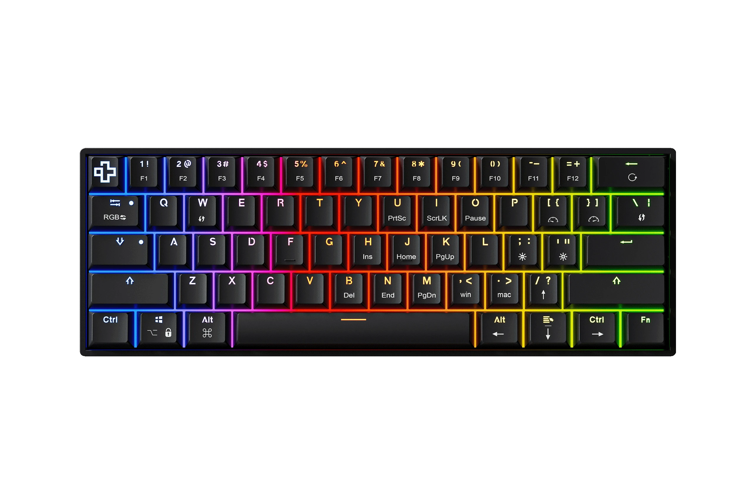 QwertyKey H61 Split Fekete Hotswap RGB Mechanikus Gaming Billentyűzet