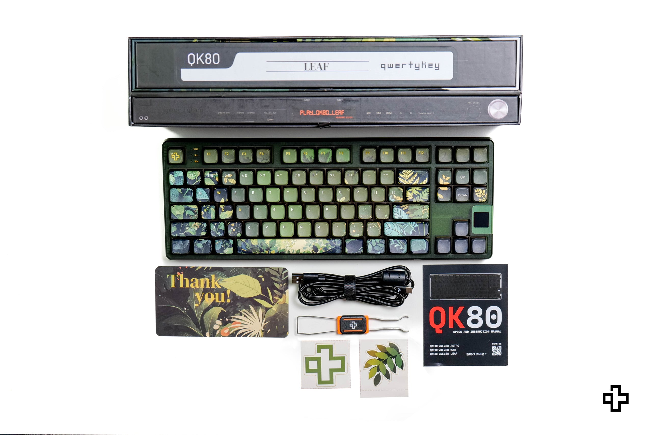 QwertyKey80 Leaf Bluetooth Vezeték nélküli Hotswap RGB QMK/VIA Gasket Rögzített Mechanikus Játékbillentyűzet Képernyővel