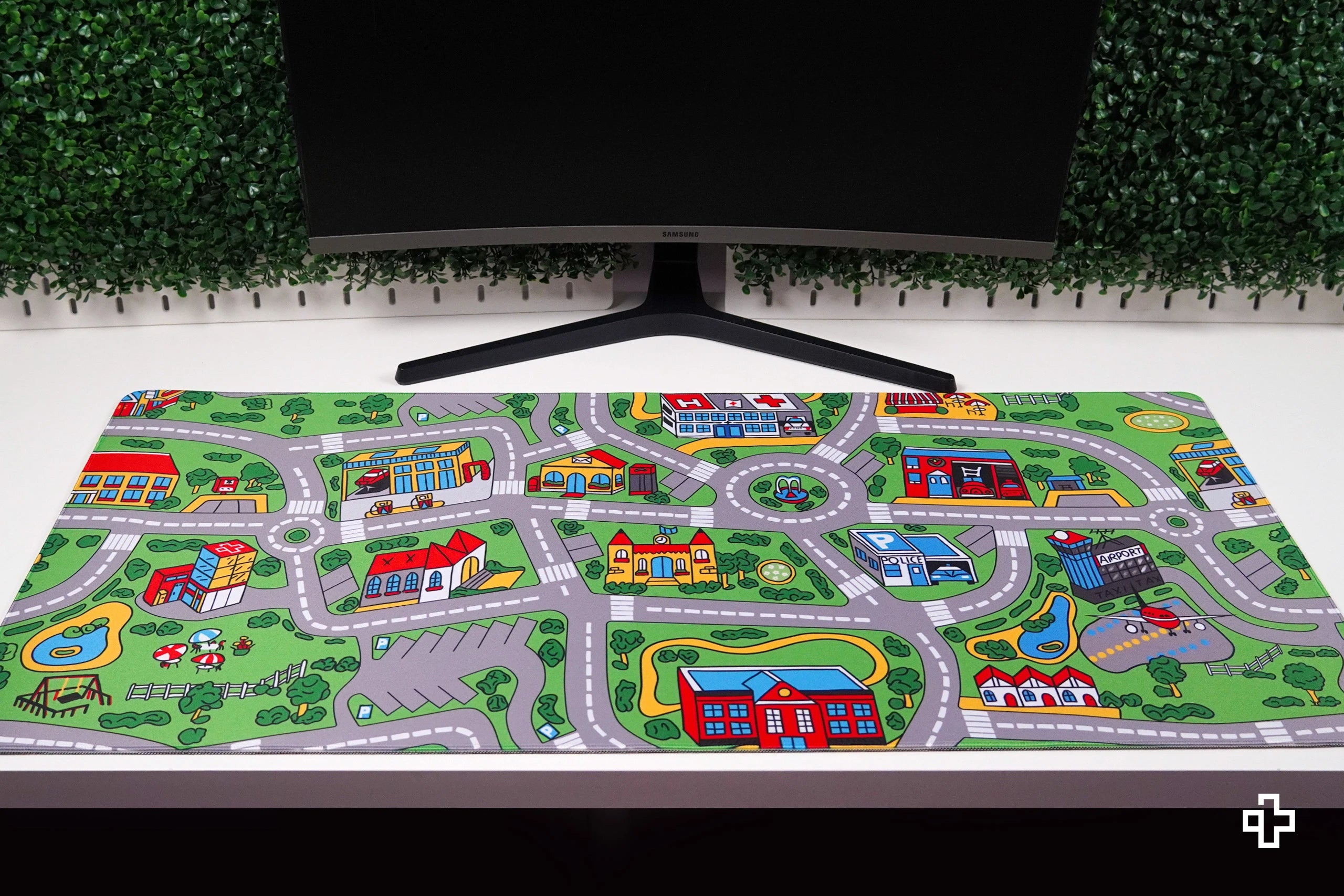 Deskmat Egérpad QwertyKey Nosztalgia Forgalmas Város 4mm szegélyezett szélek