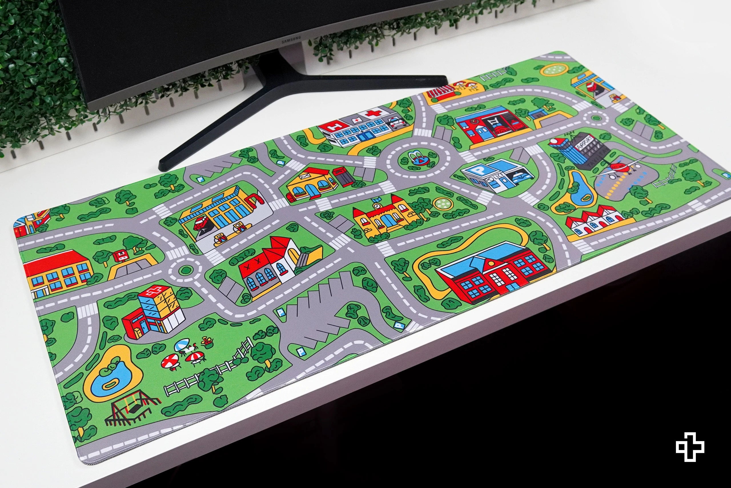 Deskmat Egérpad QwertyKey Nosztalgia Forgalmas Város 4mm szegélyezett szélek