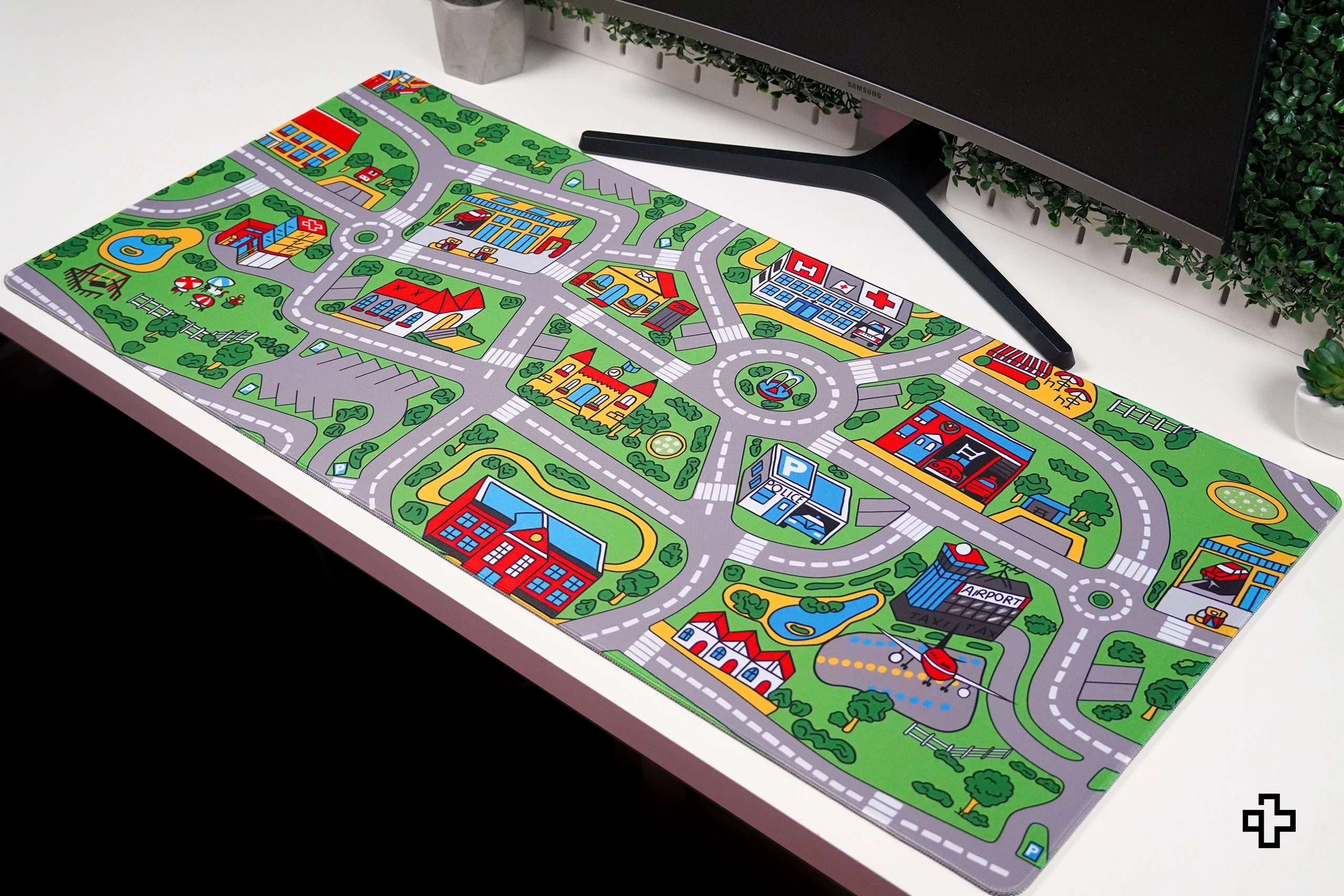 Deskmat Egérpad QwertyKey Nosztalgia Forgalmas Város 4mm szegélyezett szélek
