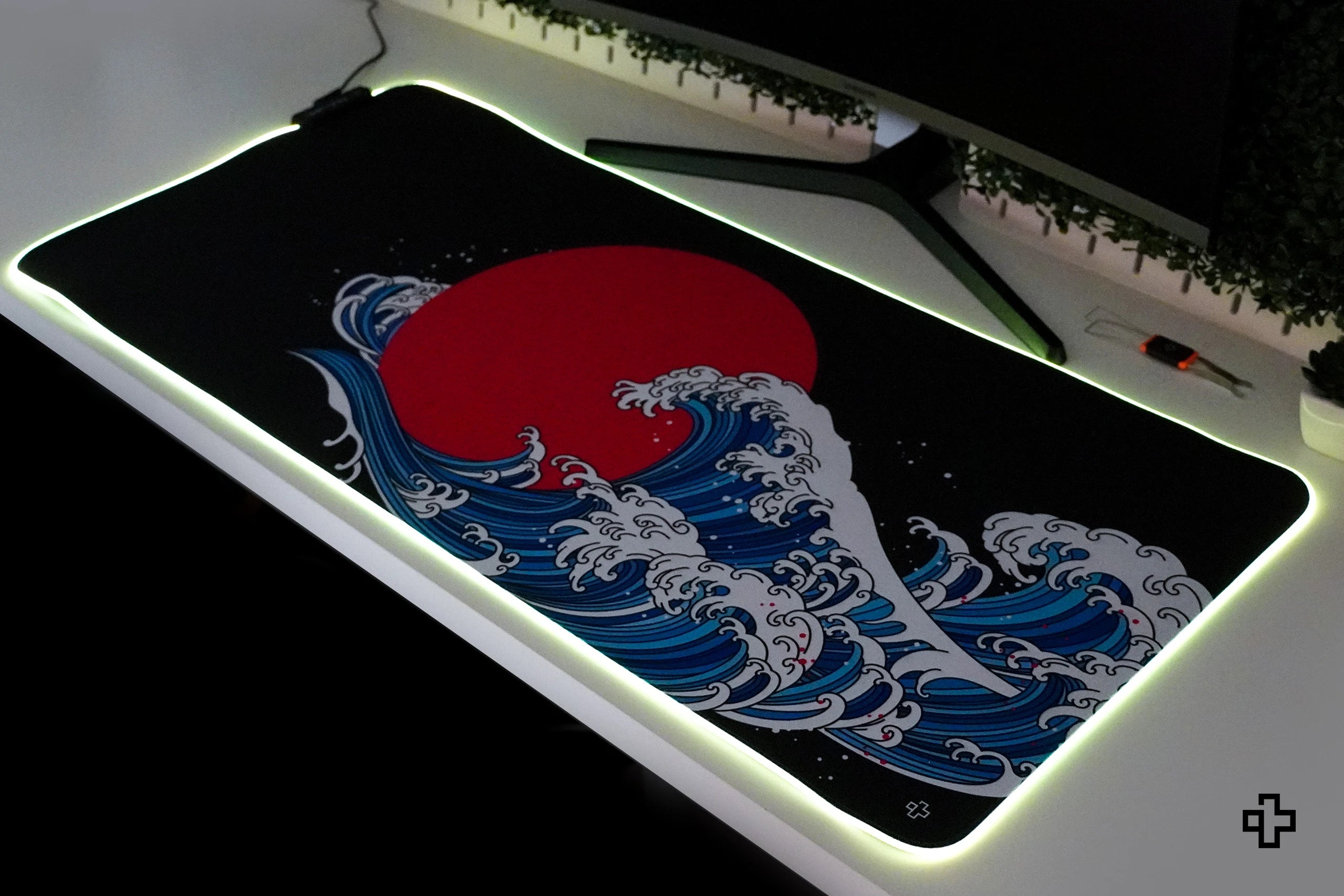 Deskmat Egéralátét QwertyKey RGB JapanWave 4mm szegélyezett szélek