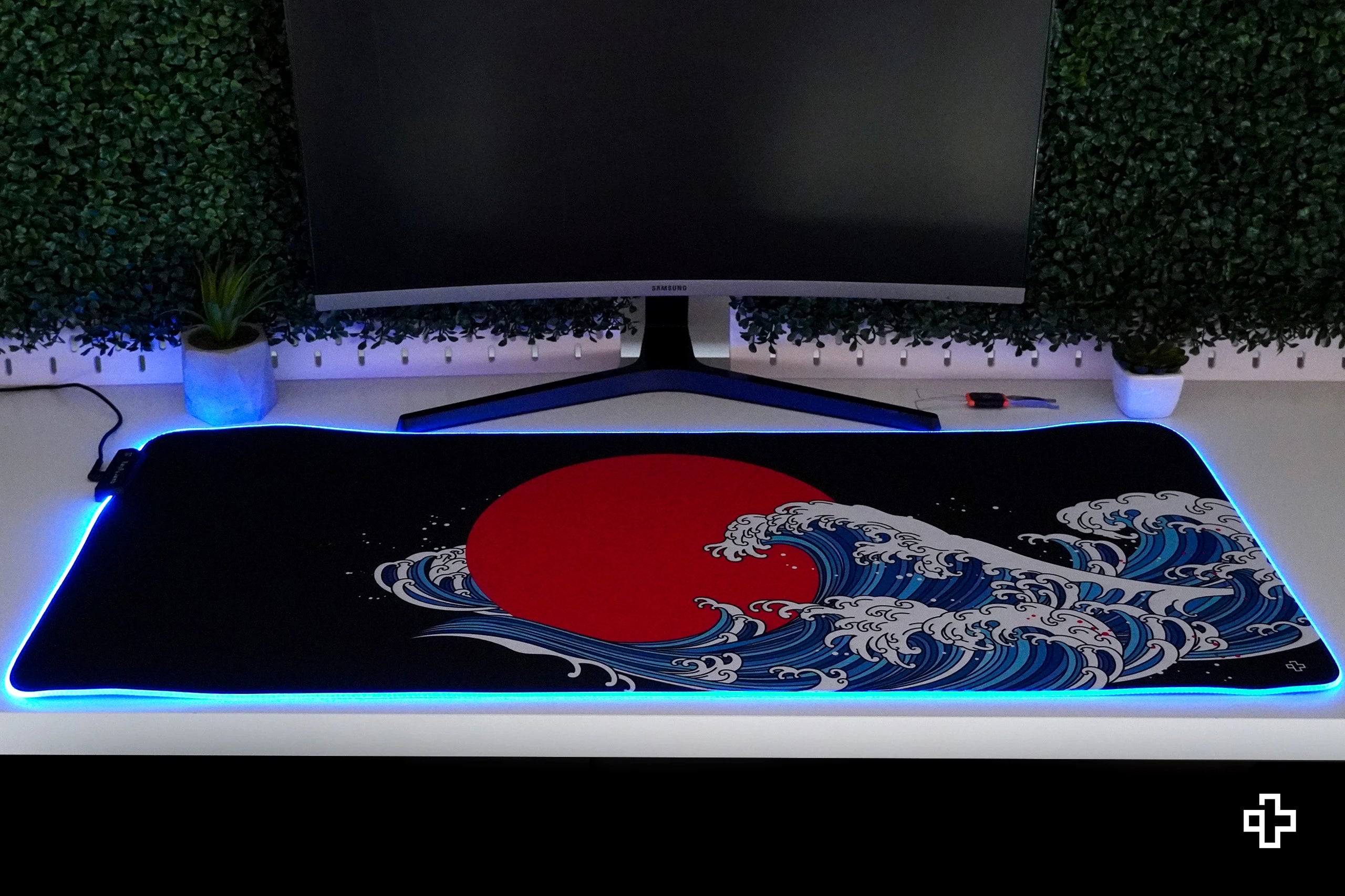 Deskmat Egéralátét QwertyKey RGB JapanWave 4mm szegélyezett szélek