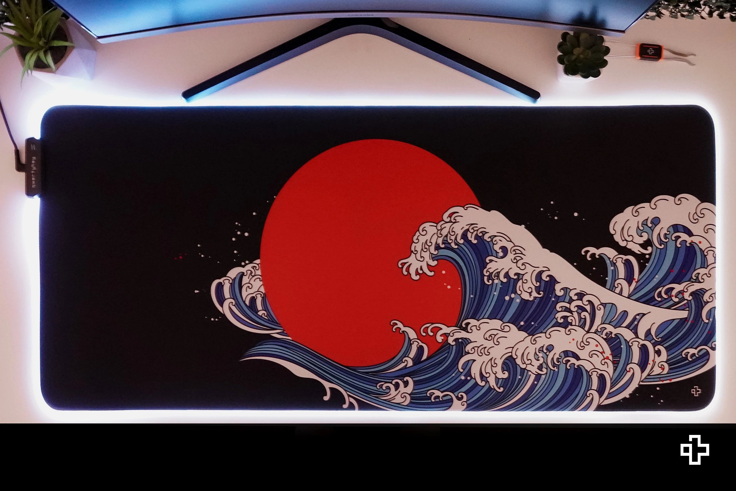 Deskmat Egéralátét QwertyKey RGB JapanWave 4mm szegélyezett szélek