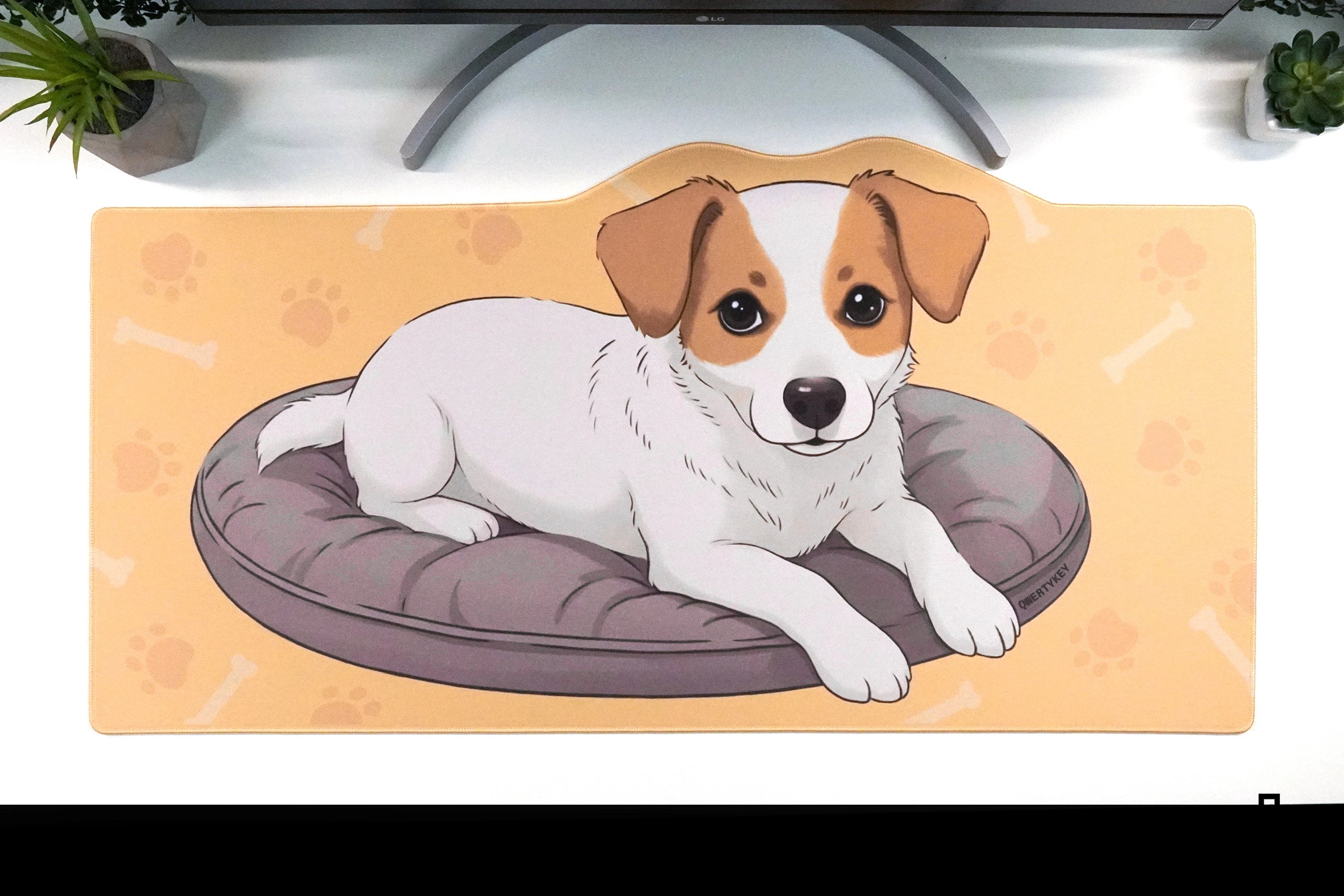 Deskmat Egérpad QwertyKey Kutya Öröm 4mm szegélyezett szélek