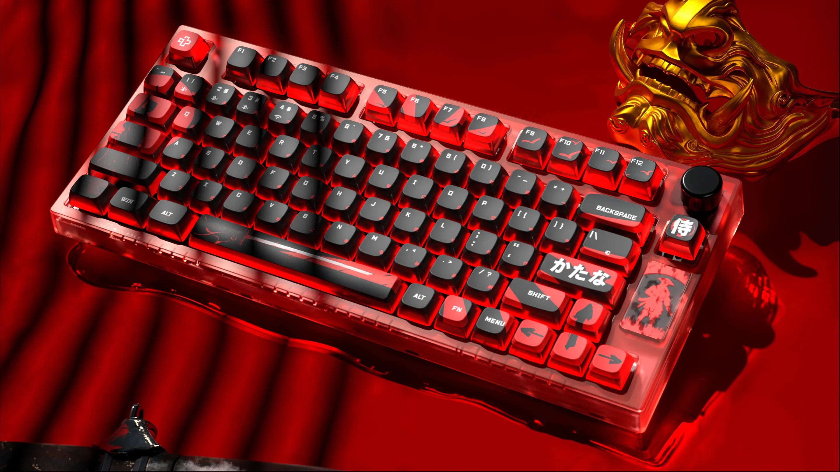 QwertyKey75 Samurai Bluetooth Vezeték nélküli Hotswap RGB VIA/QMK Gasket Rögzített Mechanikus Játékbillentyűzet