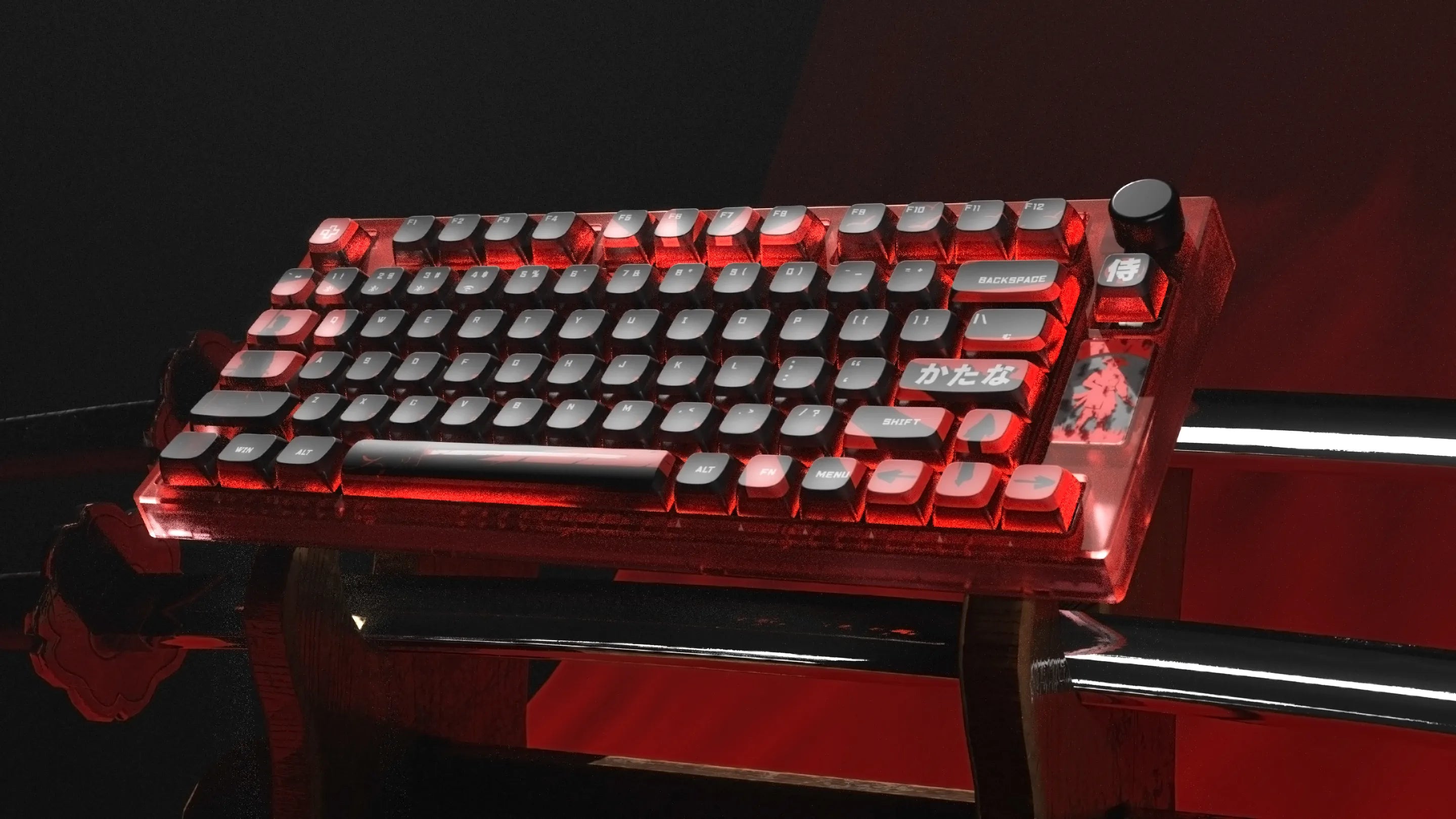 QwertyKey75 Samurai Bluetooth Vezeték nélküli Hotswap RGB VIA/QMK Gasket Rögzített Mechanikus Játékbillentyűzet
