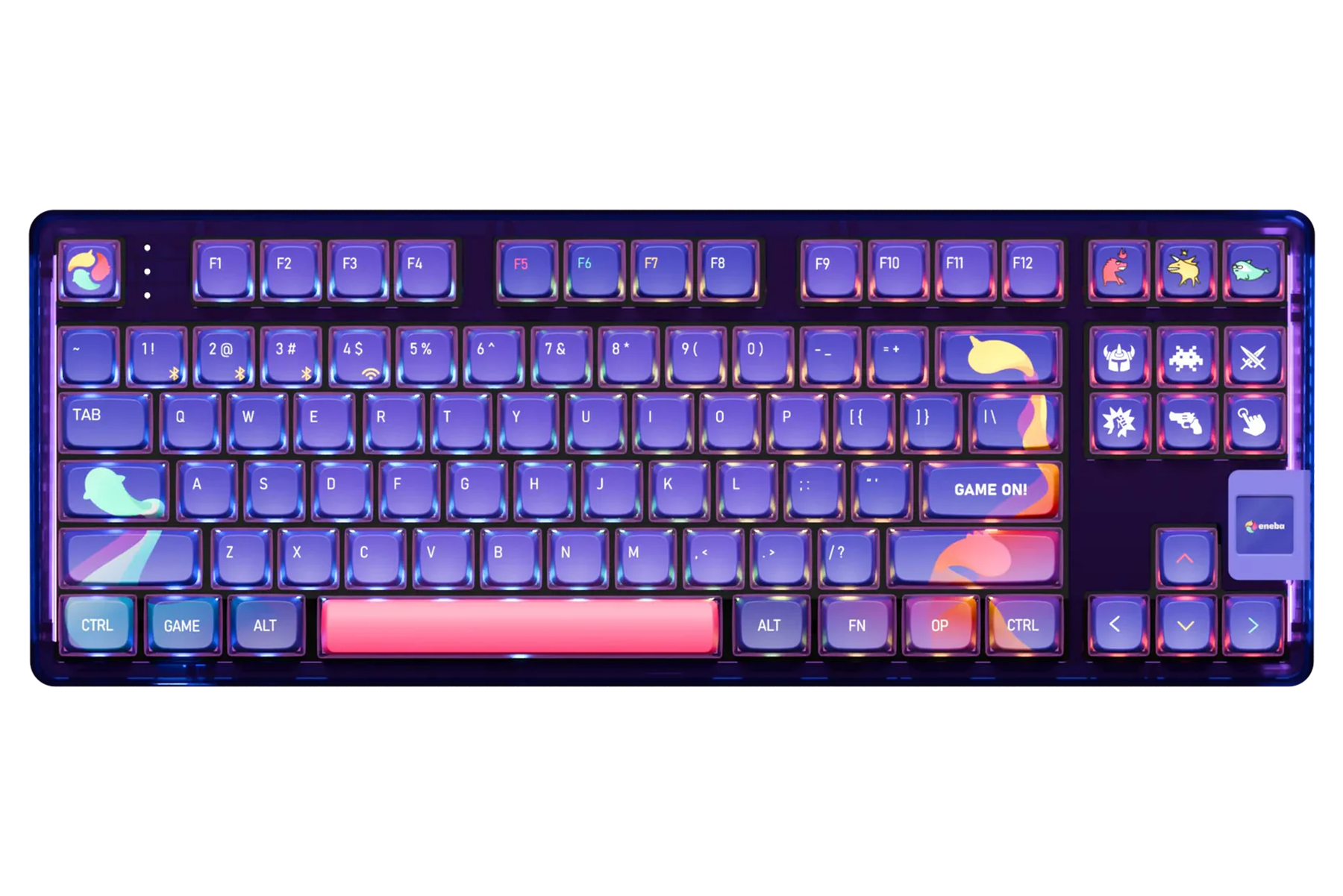 QwertyKey80 x Eneba Korlátozott Kiadás Bluetooth Vezeték nélküli Hotswap RGB QMK/VIA Gasket Rögzített Mechanikus Játékbillentyűzet Képernyővel