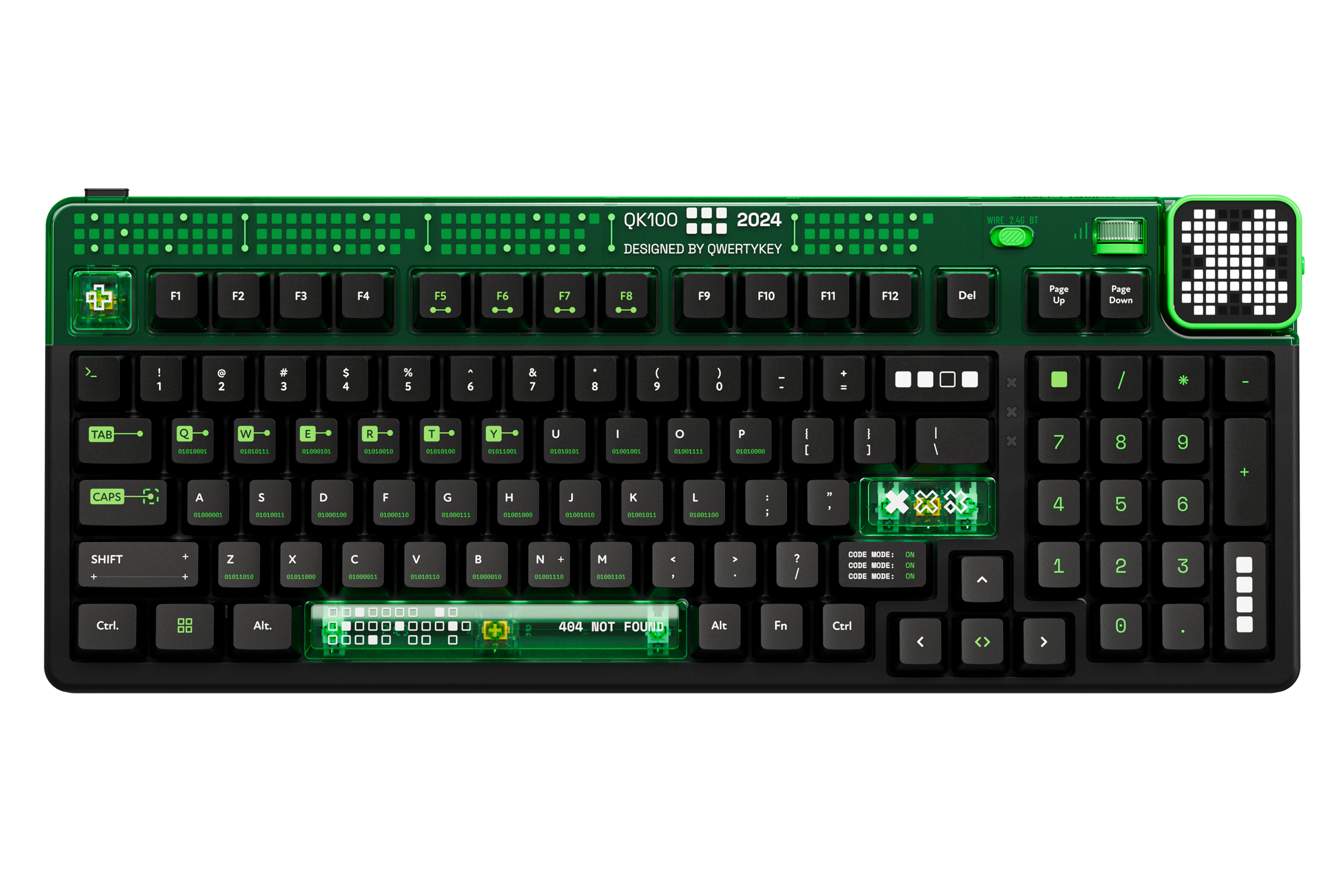 QwertyKey100 Matrix Hotswap RGB Ecran Pixel Bluetooth Gasket Mount Mechanikus Gaming Billentyűzet