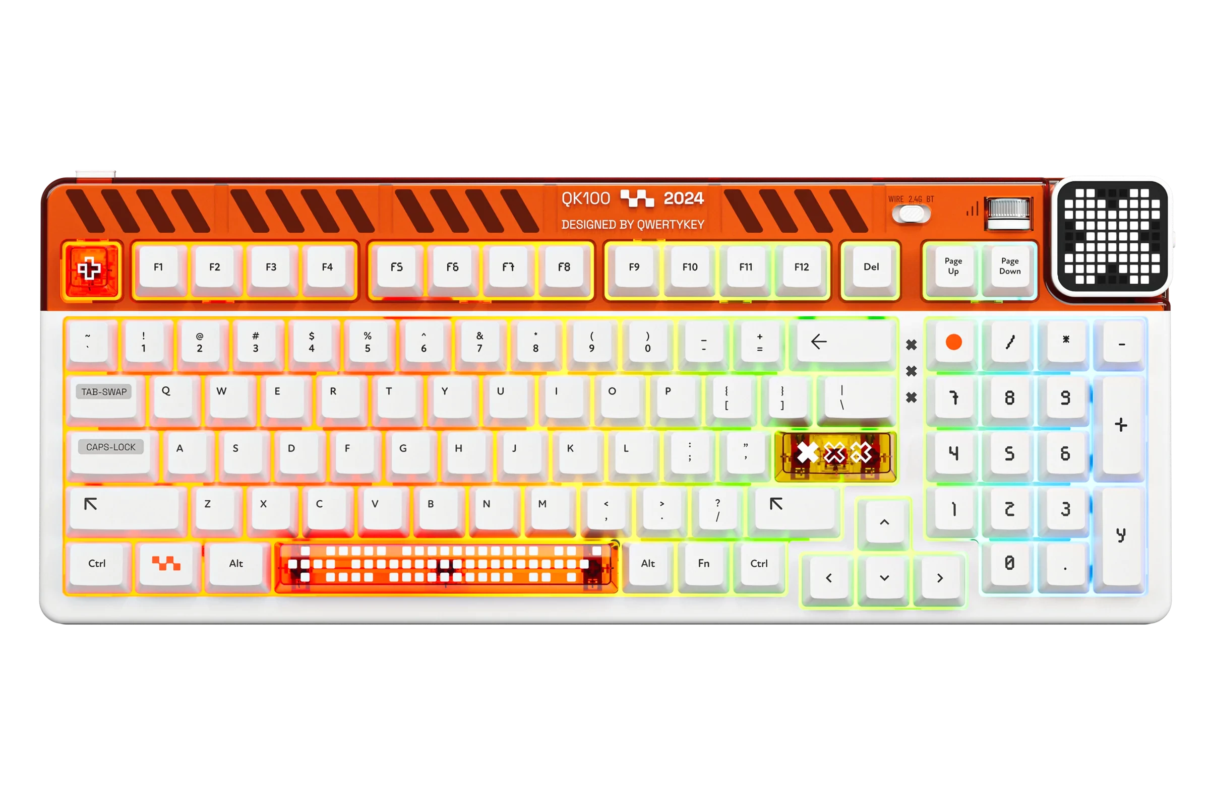 QwertyKey100 Apex Hotswap RGB Ecran Pixel Bluetooth Gasket Mount Mechanikus Gaming Billentyűzet