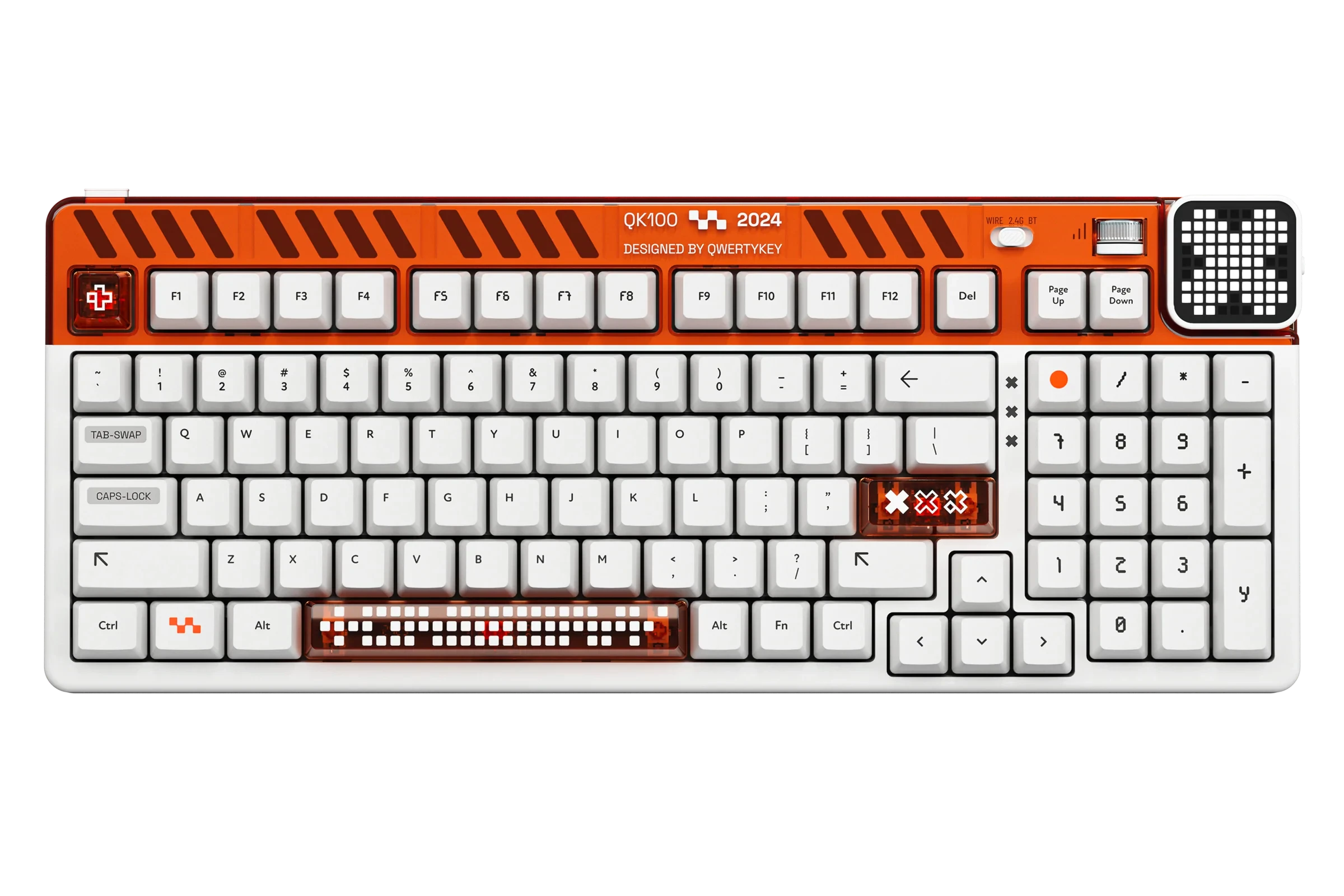 QwertyKey100 Apex Hotswap RGB Ecran Pixel Bluetooth Gasket Mount Mechanikus Gaming Billentyűzet