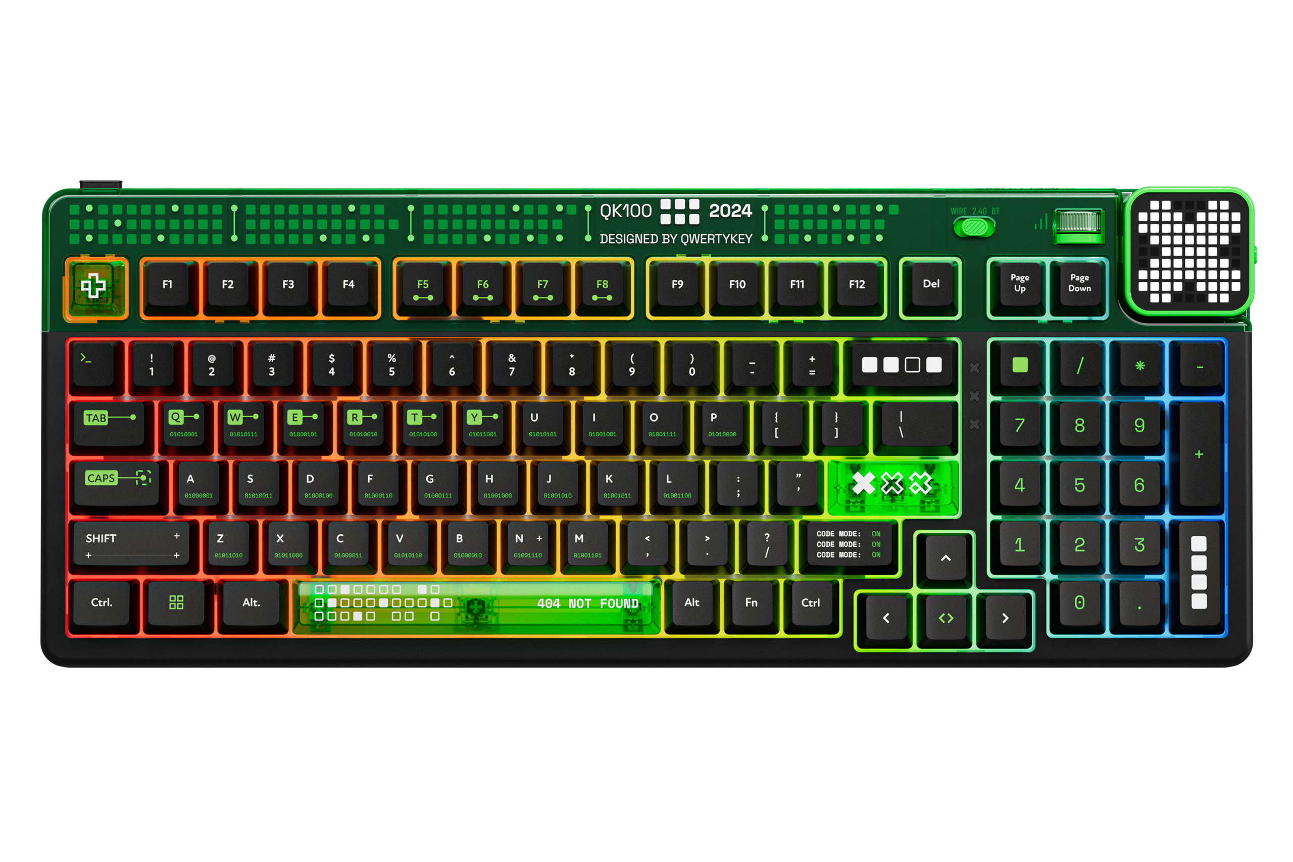 QwertyKey100 Matrix Hotswap RGB Ecran Pixel Bluetooth Gasket Mount Mechanikus Gaming Billentyűzet
