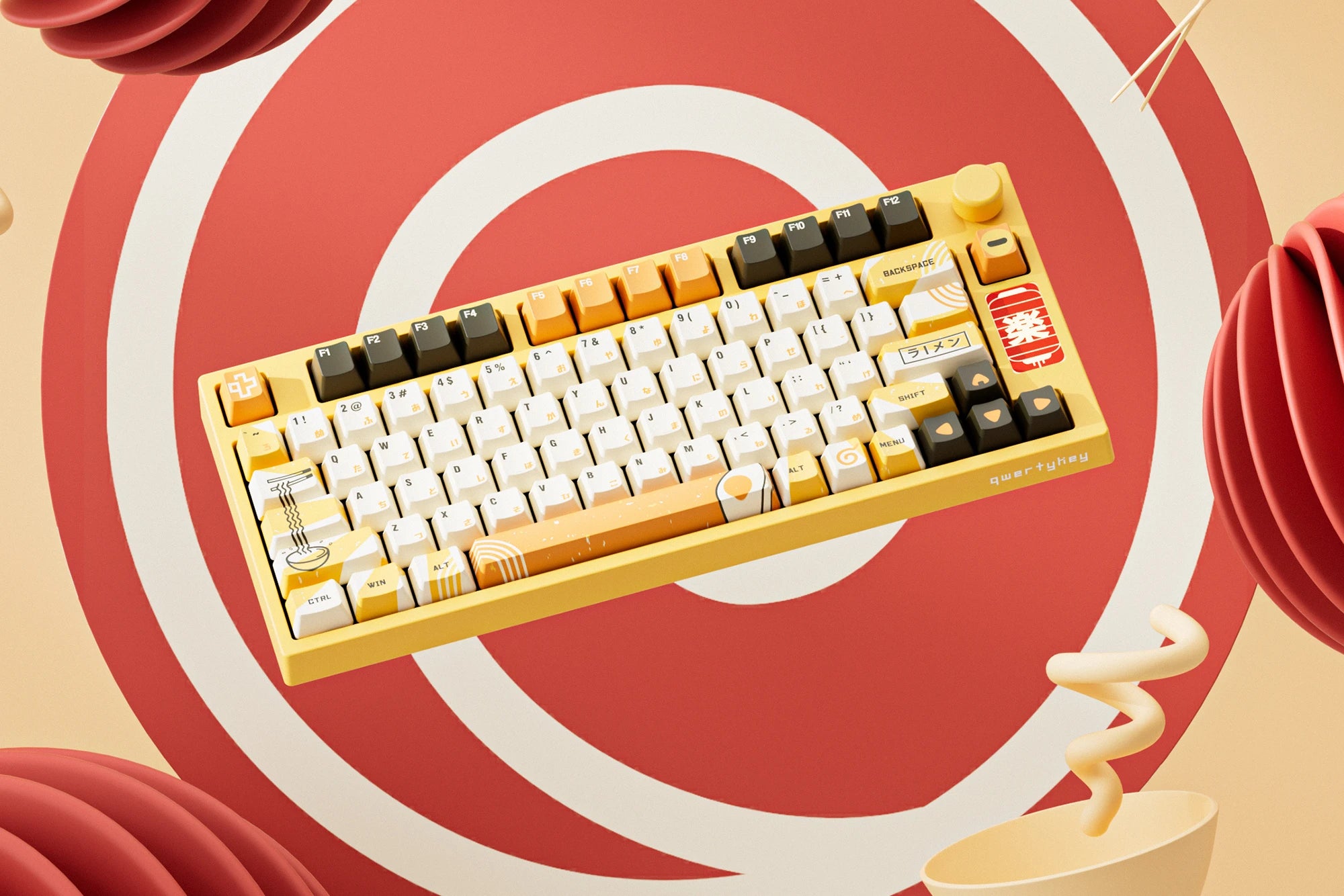 QwertyKey75 Ramen Bluetooth Vezeték nélküli Hotswap RGB Gasket Mounted Mechanikus Játékbillentyűzet