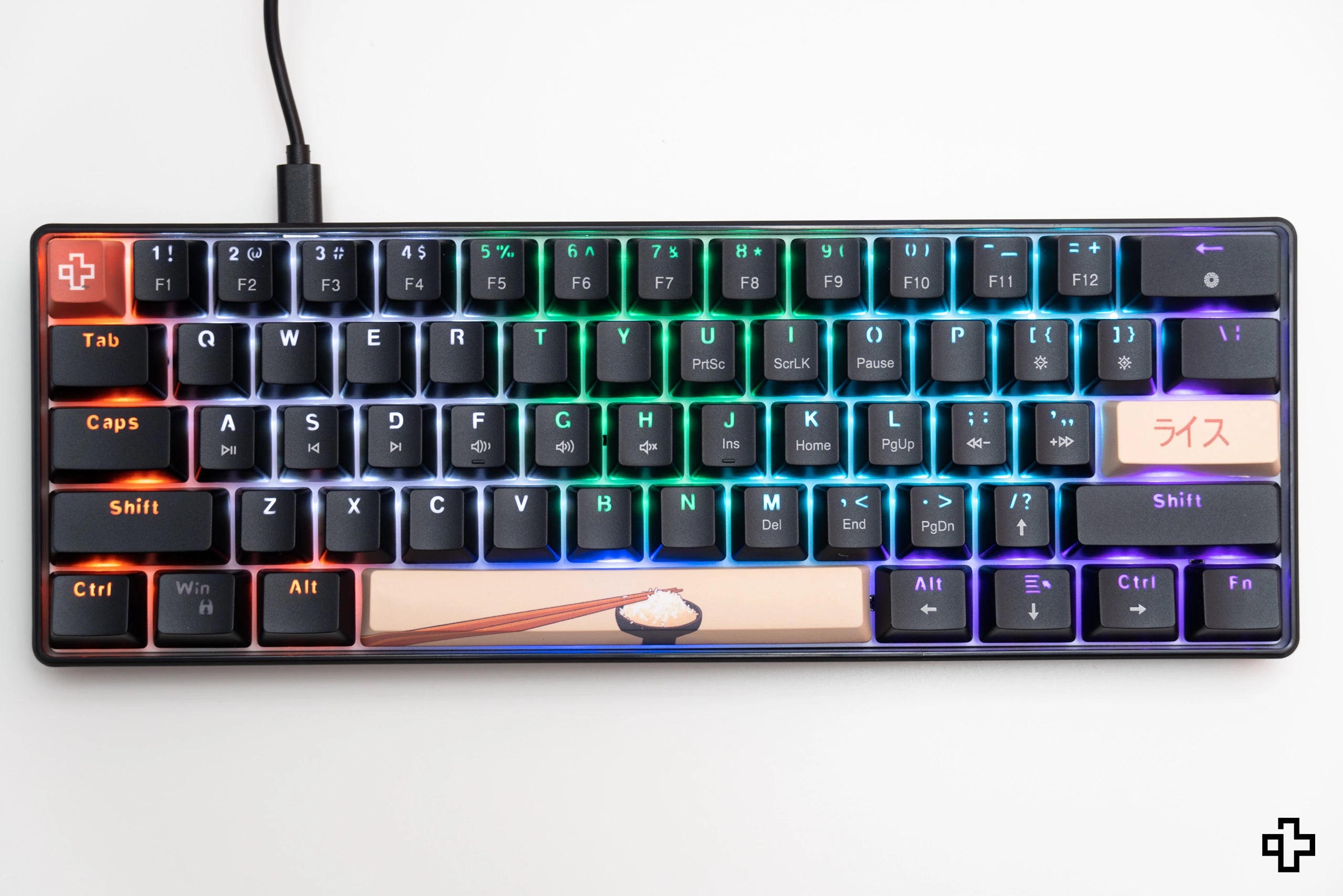 QwertyKey Rice V3 Neagra Hotswap RGB Szoftveres Mechanikus Játékbillentyűzet