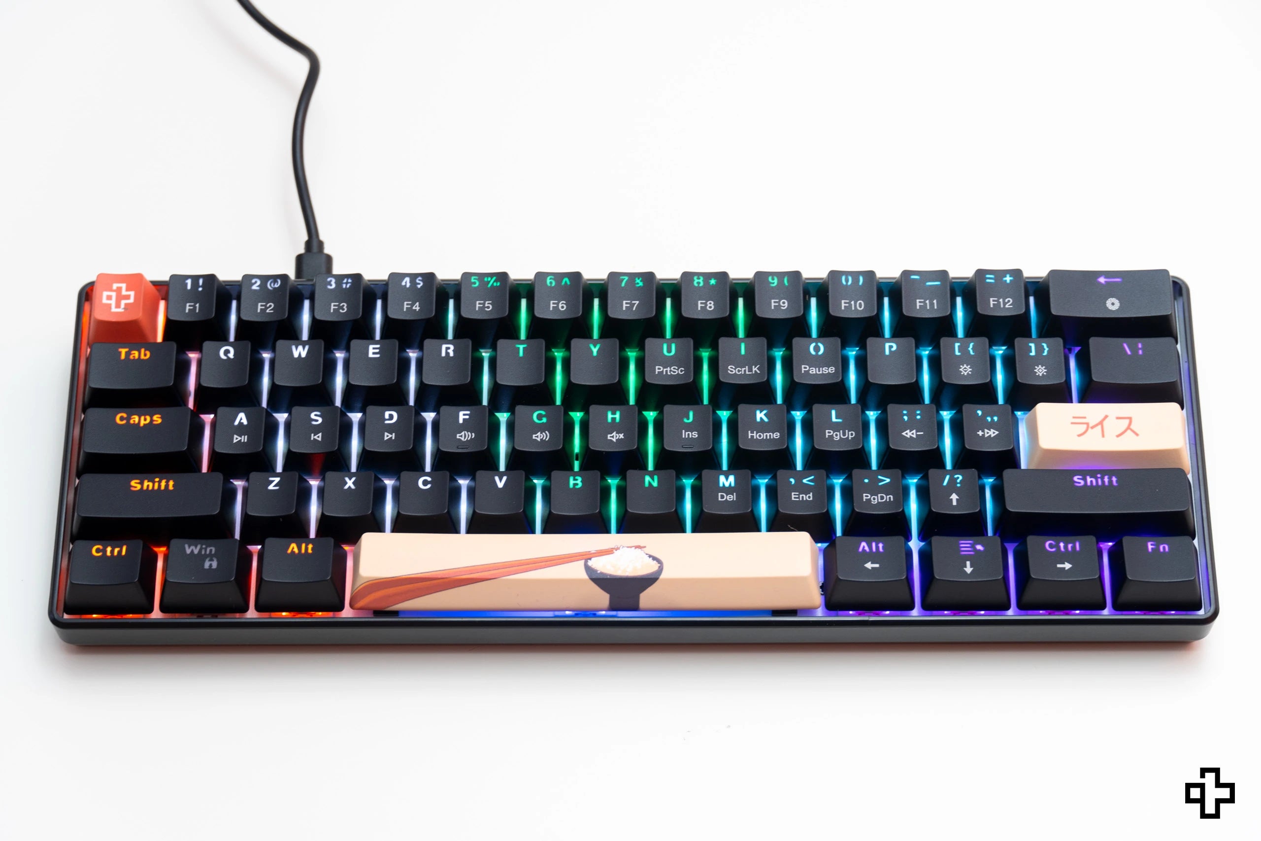 QwertyKey Rice V3 Neagra Hotswap RGB Szoftveres Mechanikus Játékbillentyűzet
