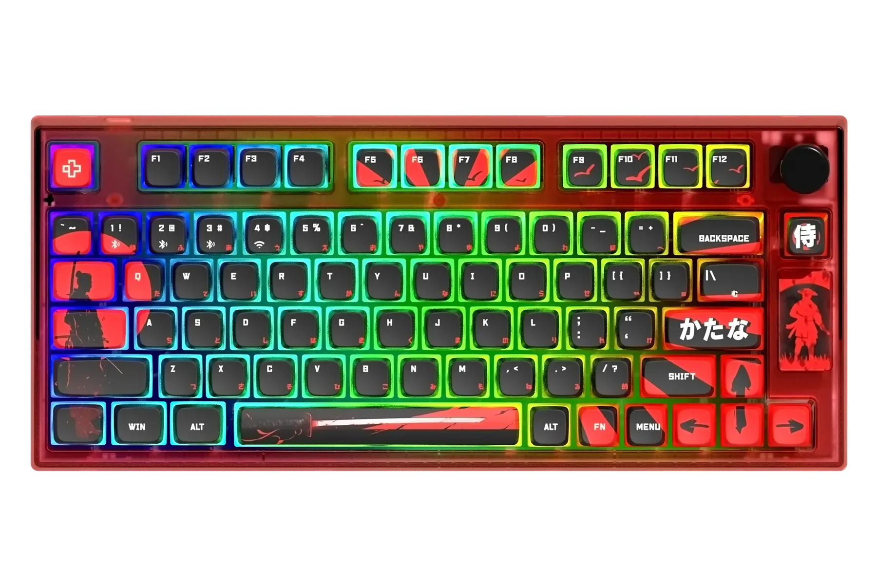 QwertyKey75 Samurai Bluetooth Vezeték nélküli Hotswap RGB VIA/QMK Gasket Rögzített Mechanikus Játékbillentyűzet