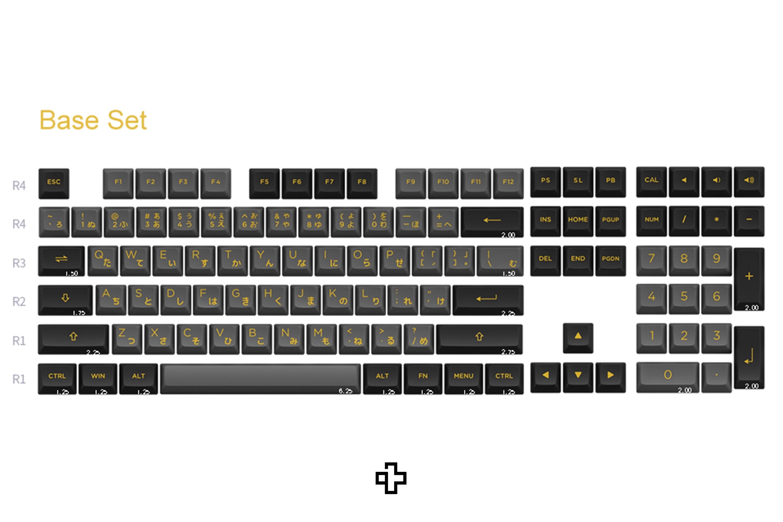 Set Taste Fekete és Arany Hiragana PBT Dupla Lövés Profil ASA