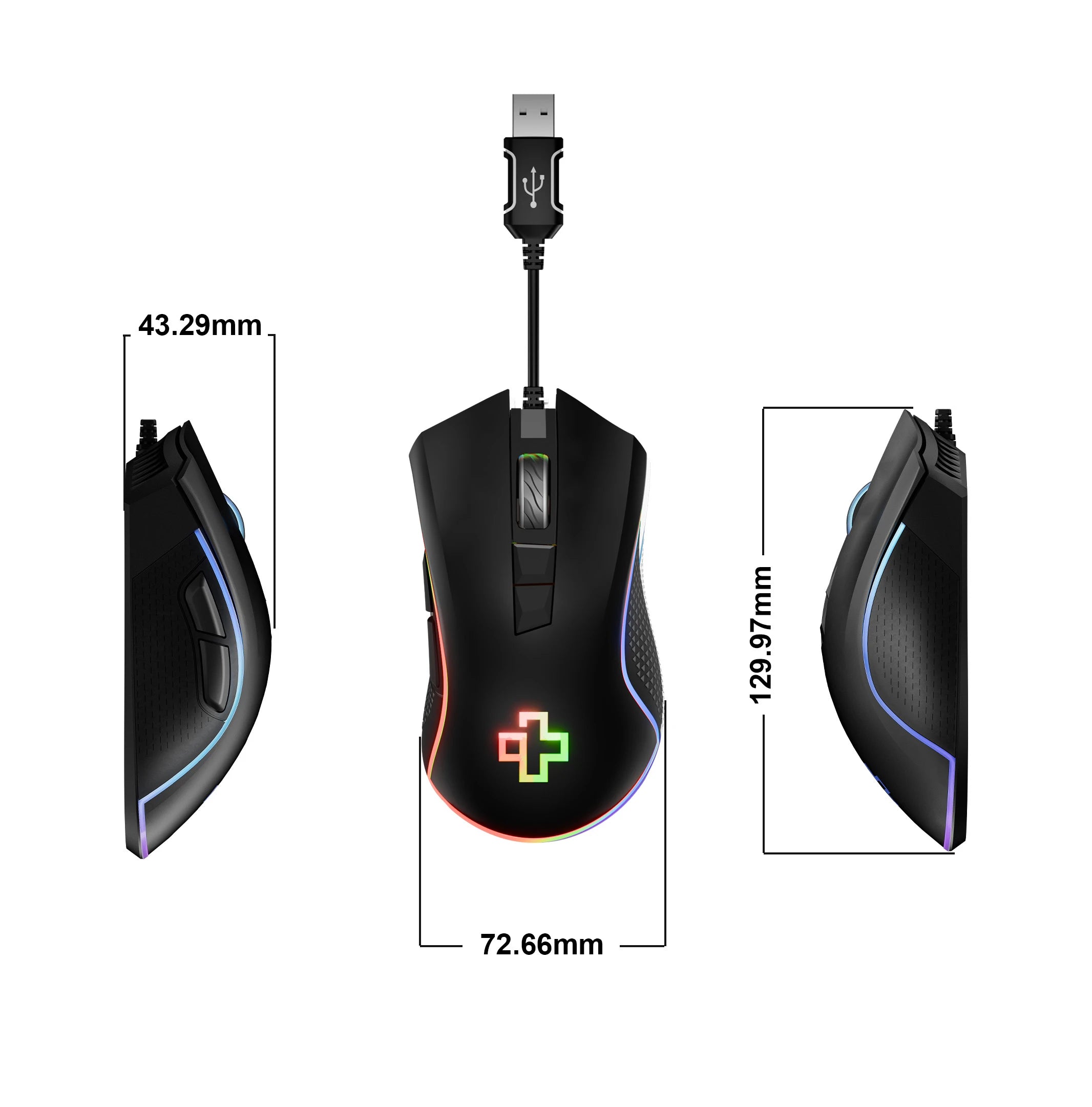 QwertyKey Gaming Egér Forge Fekete, RGB, 12.000 DPI, Szoftver