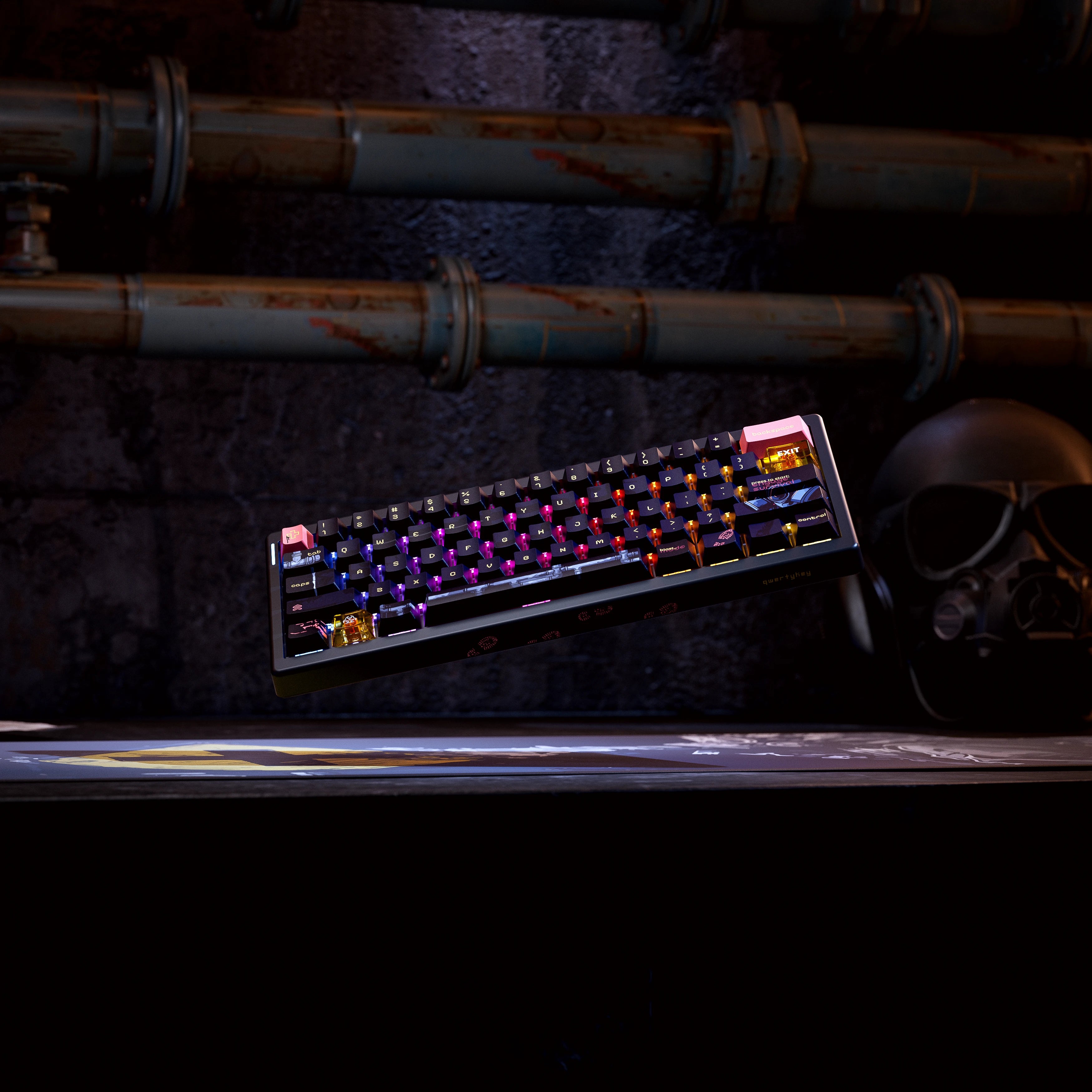 QwertyKey61 PRO Fallout Bluetooth vezeték nélküli Hotswap RGB VIA mechanikus játékbillentyűzet