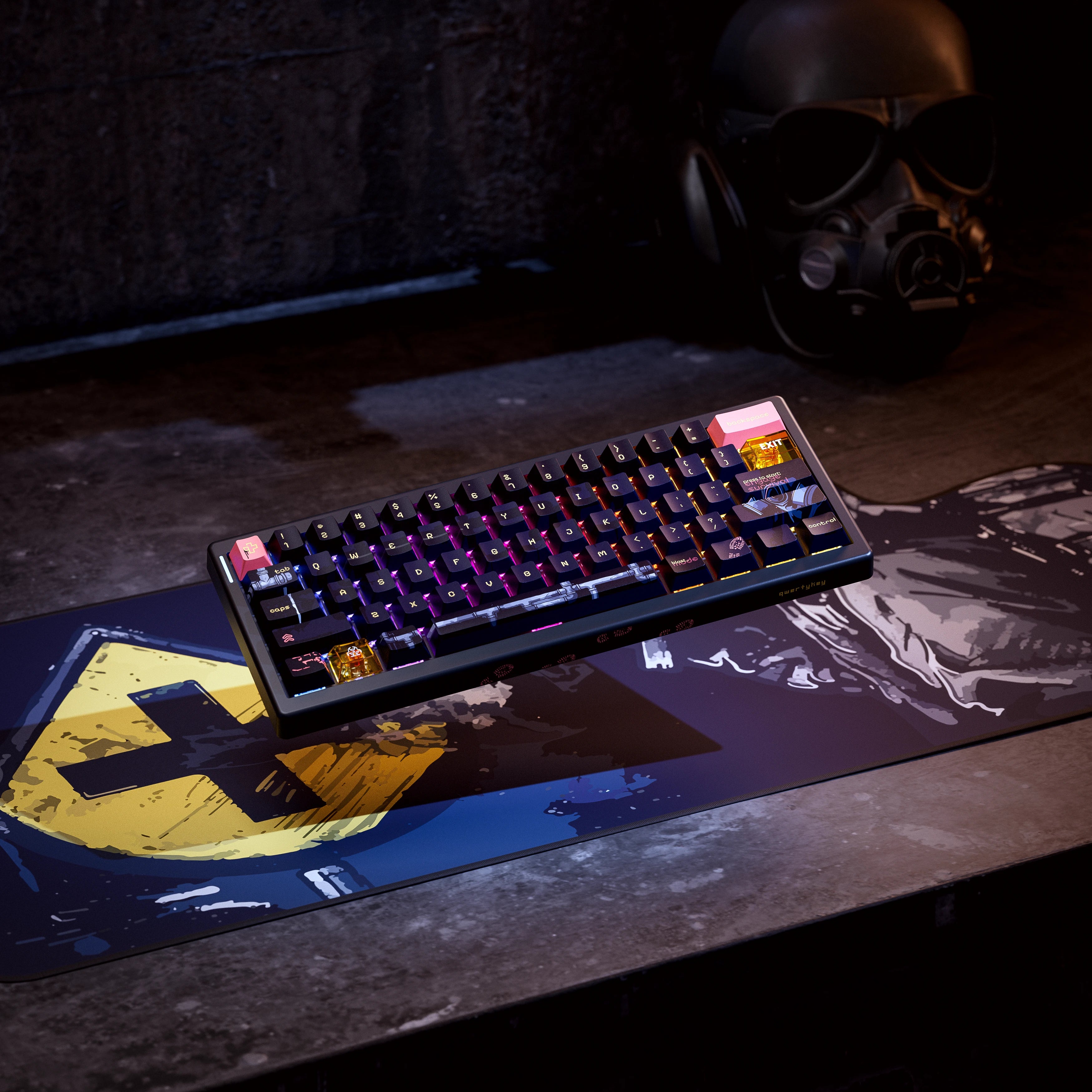 QwertyKey61 PRO Fallout Bluetooth vezeték nélküli Hotswap RGB VIA mechanikus játékbillentyűzet