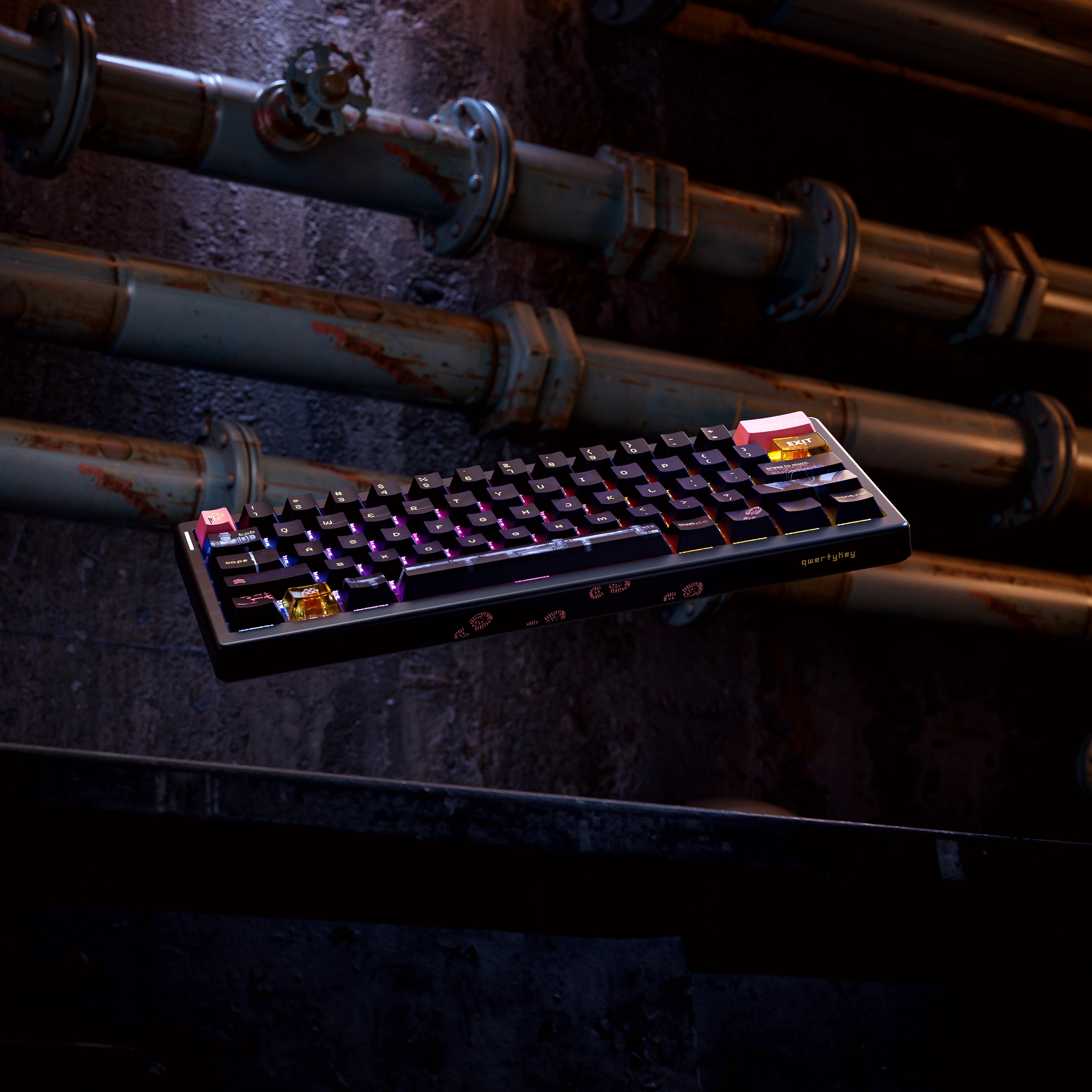 QwertyKey61 PRO Fallout Bluetooth vezeték nélküli Hotswap RGB VIA mechanikus játékbillentyűzet