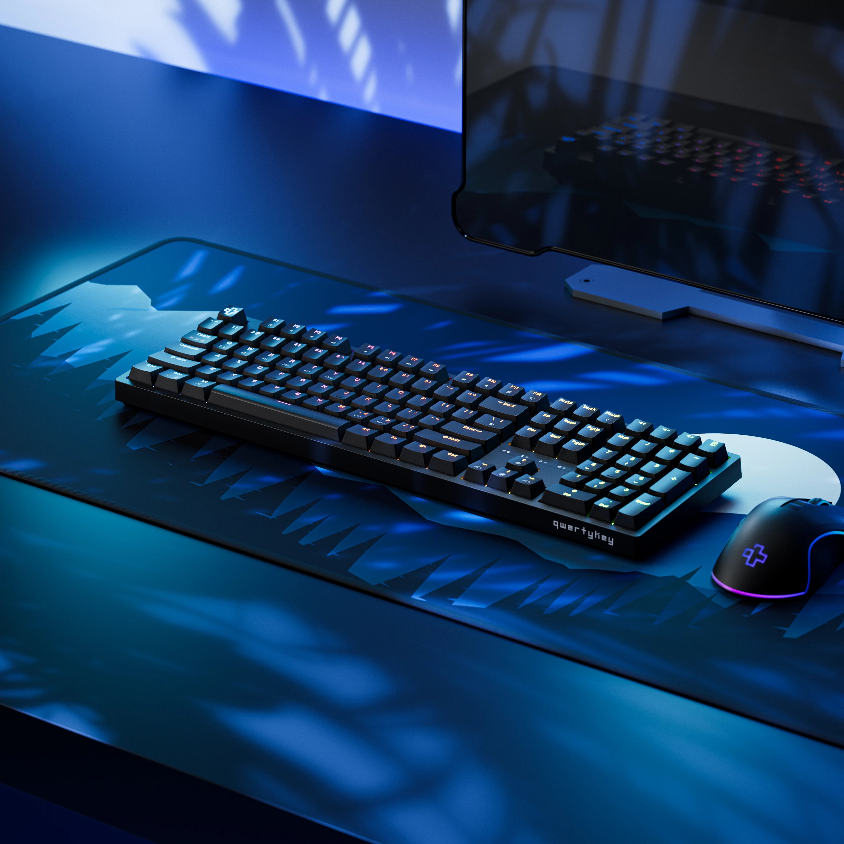 QwertyKey H100 Fekete Bluetooth Vezeték Nélküli Hotswap RGB Mechanikus Játékbillentyűzet