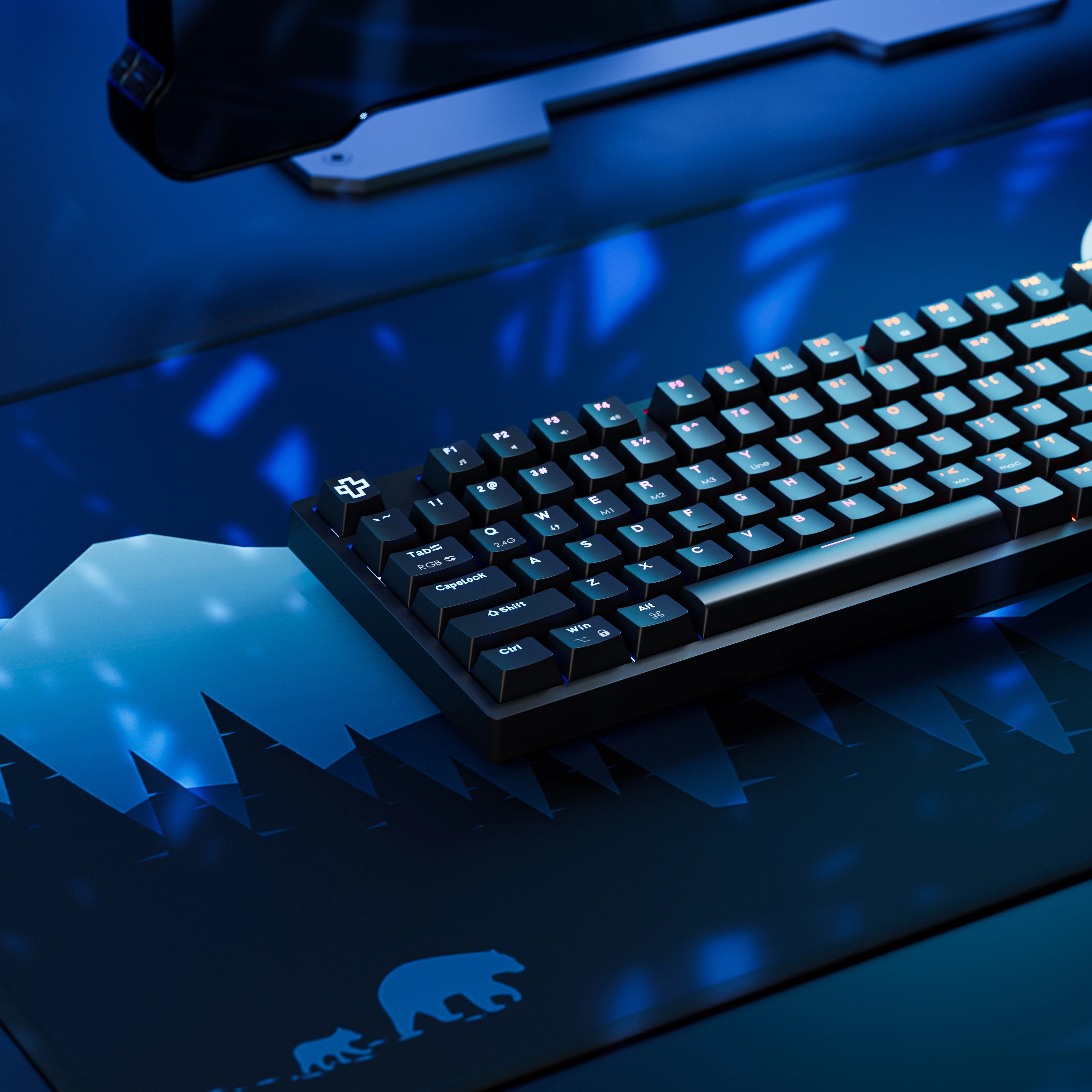 QwertyKey H100 Fekete Bluetooth Vezeték Nélküli Hotswap RGB Mechanikus Játékbillentyűzet