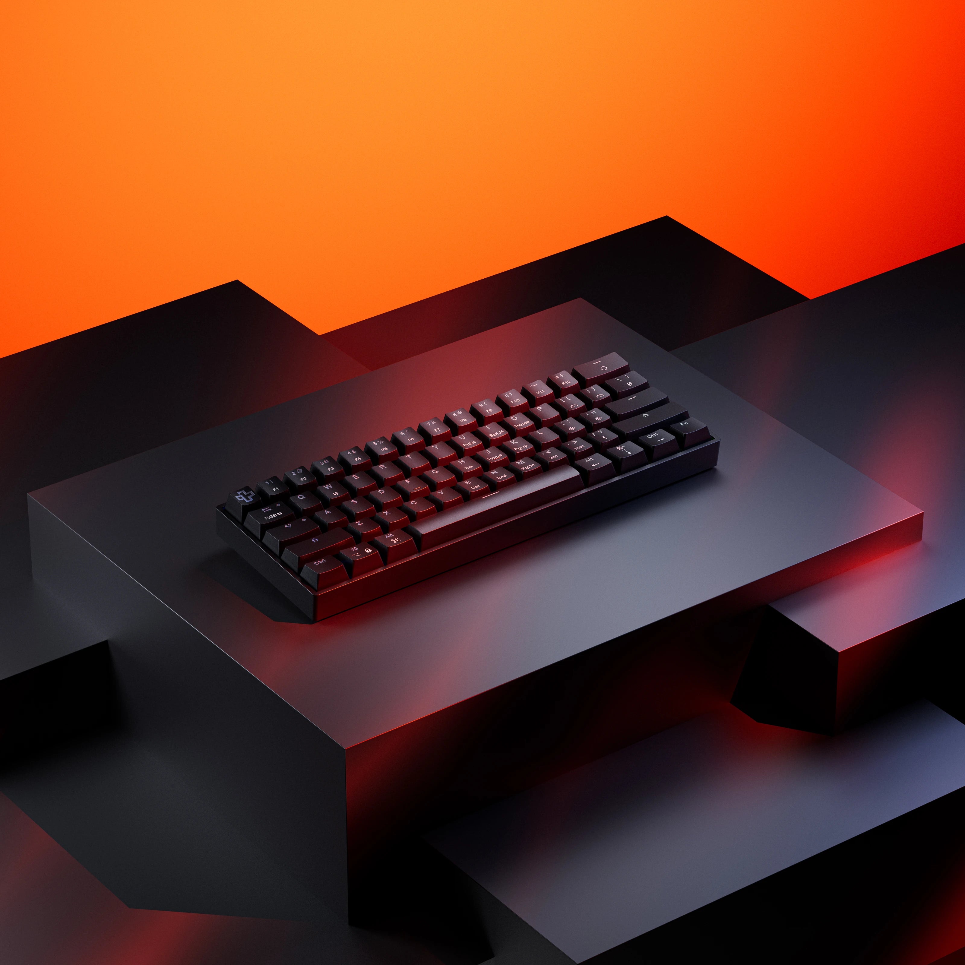 QwertyKey H61 Split Fekete Hotswap RGB Mechanikus Gaming Billentyűzet