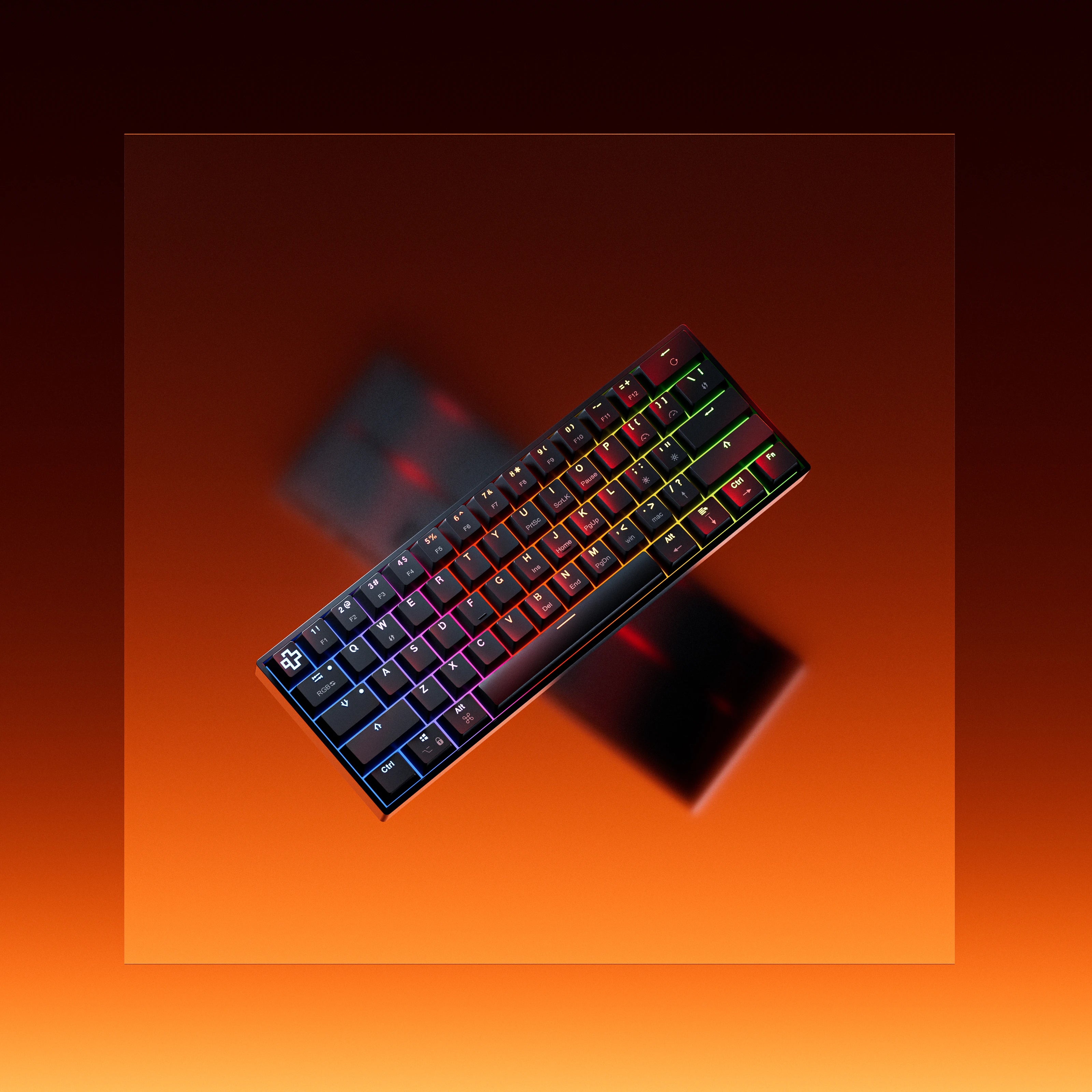 QwertyKey H61 Split Fekete Hotswap RGB Mechanikus Gaming Billentyűzet