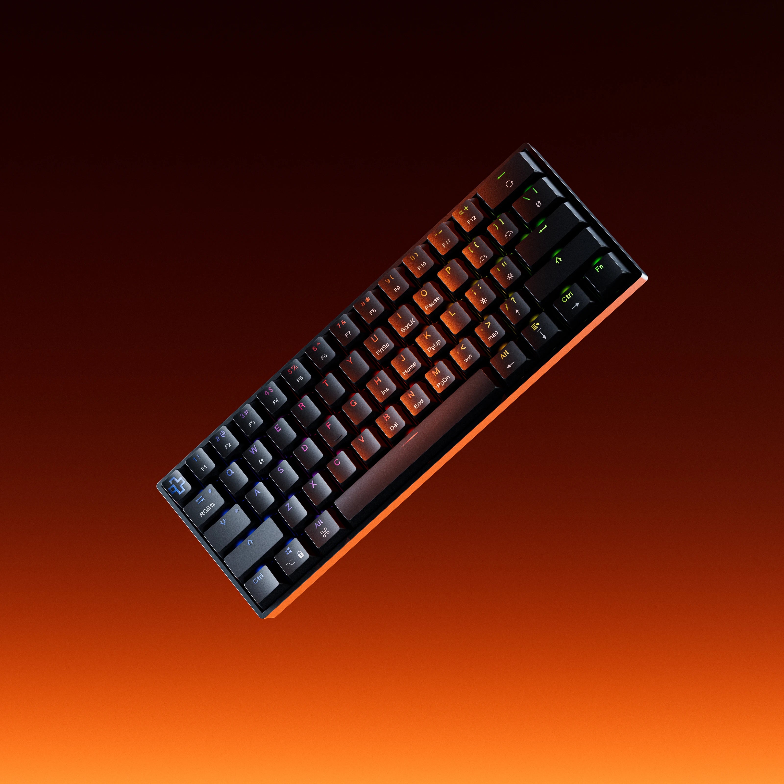 QwertyKey H61 Split Fekete Hotswap RGB Mechanikus Gaming Billentyűzet