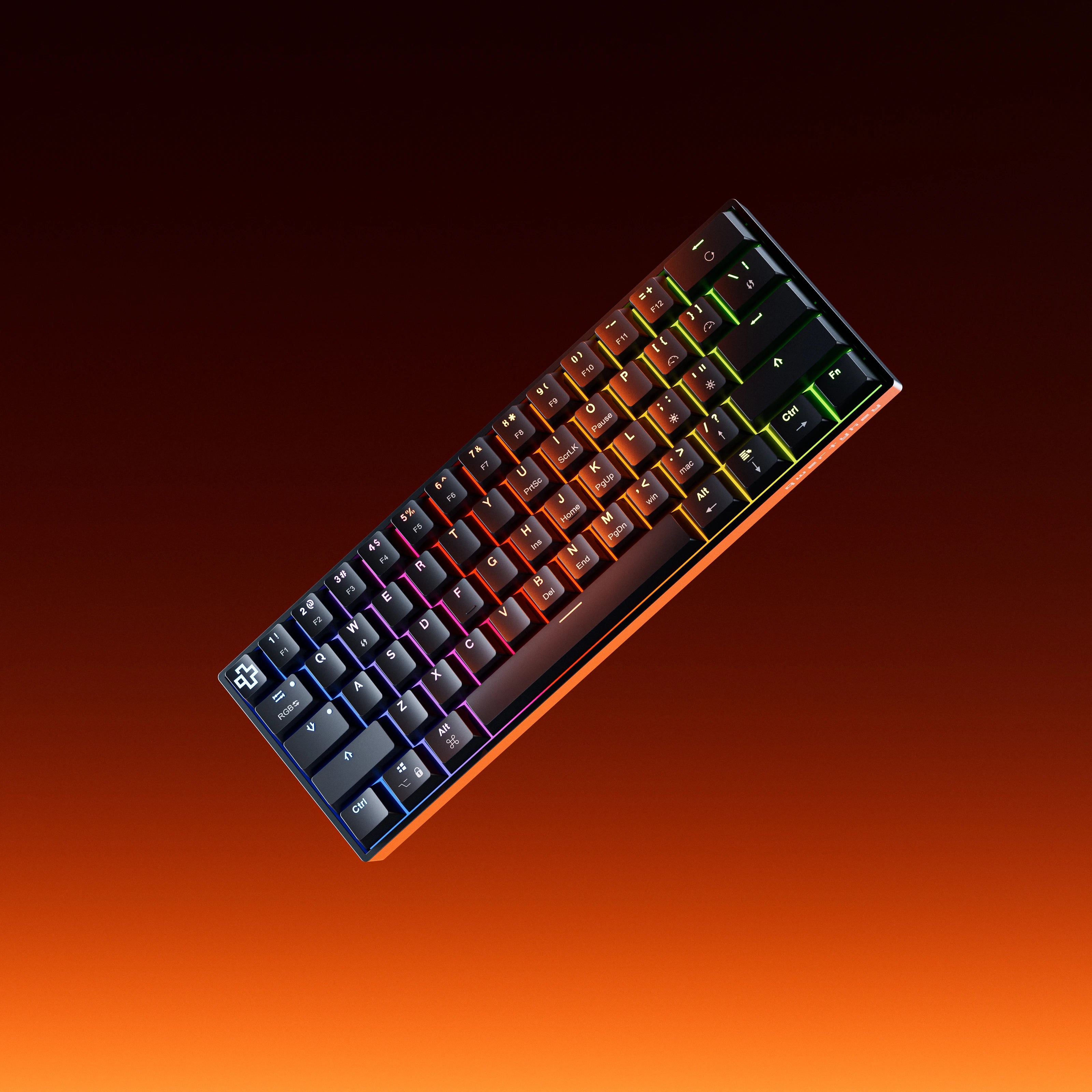 QwertyKey H61 Split Fekete Hotswap RGB Mechanikus Gaming Billentyűzet