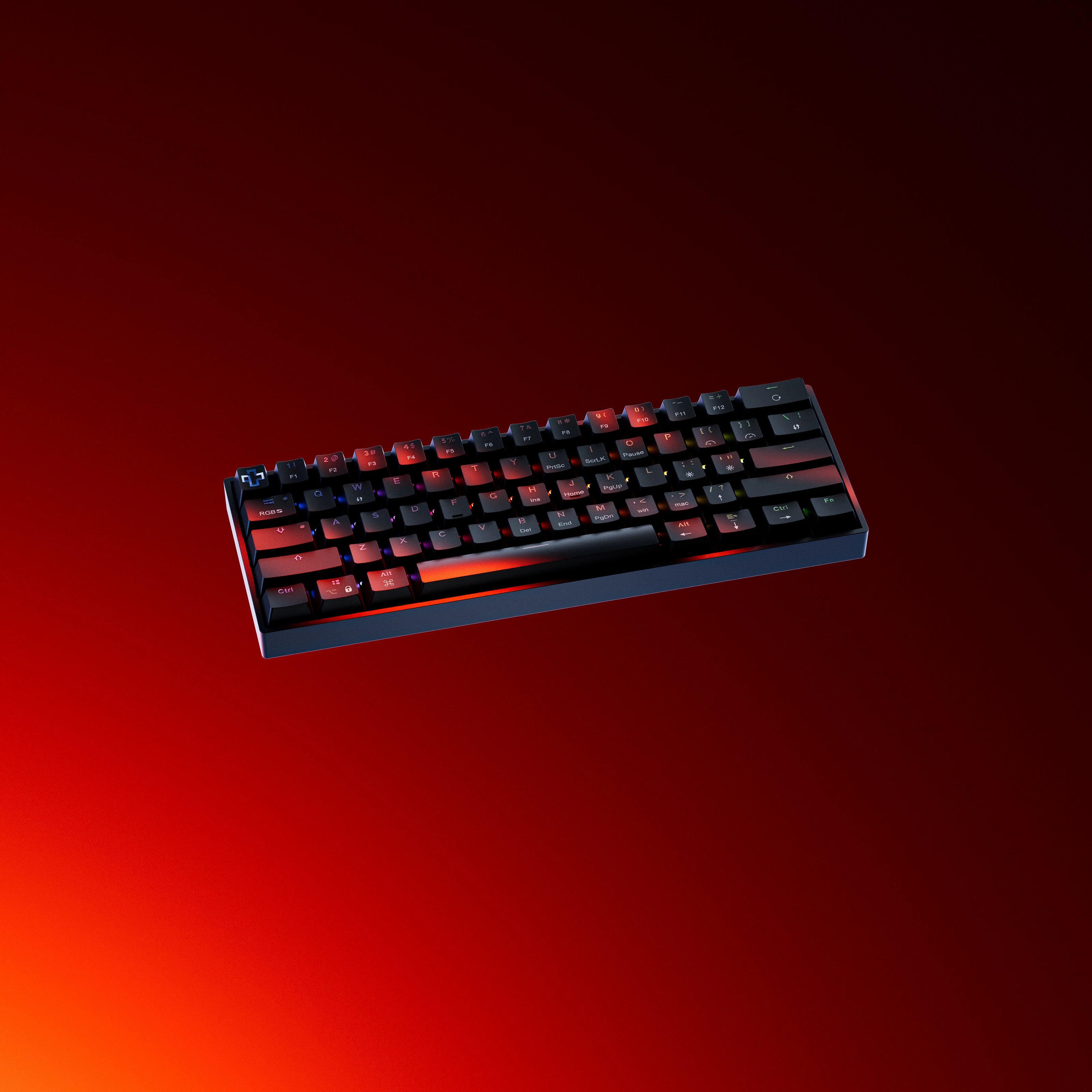 QwertyKey H61 Split Fekete Hotswap RGB Mechanikus Gaming Billentyűzet